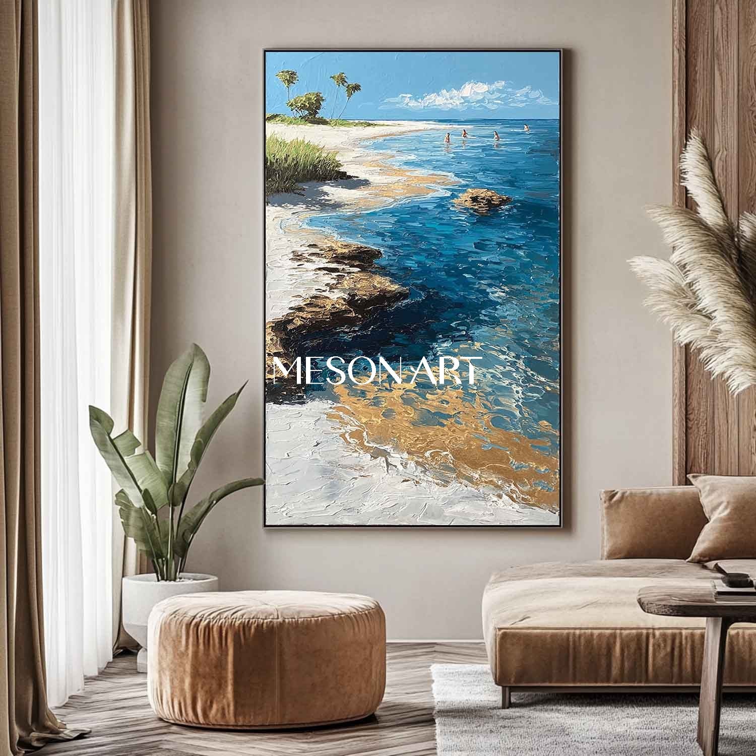 Ocean View Wall Art Beach Sunset Canvas Coastal Landscape Art Summer Beach Decor