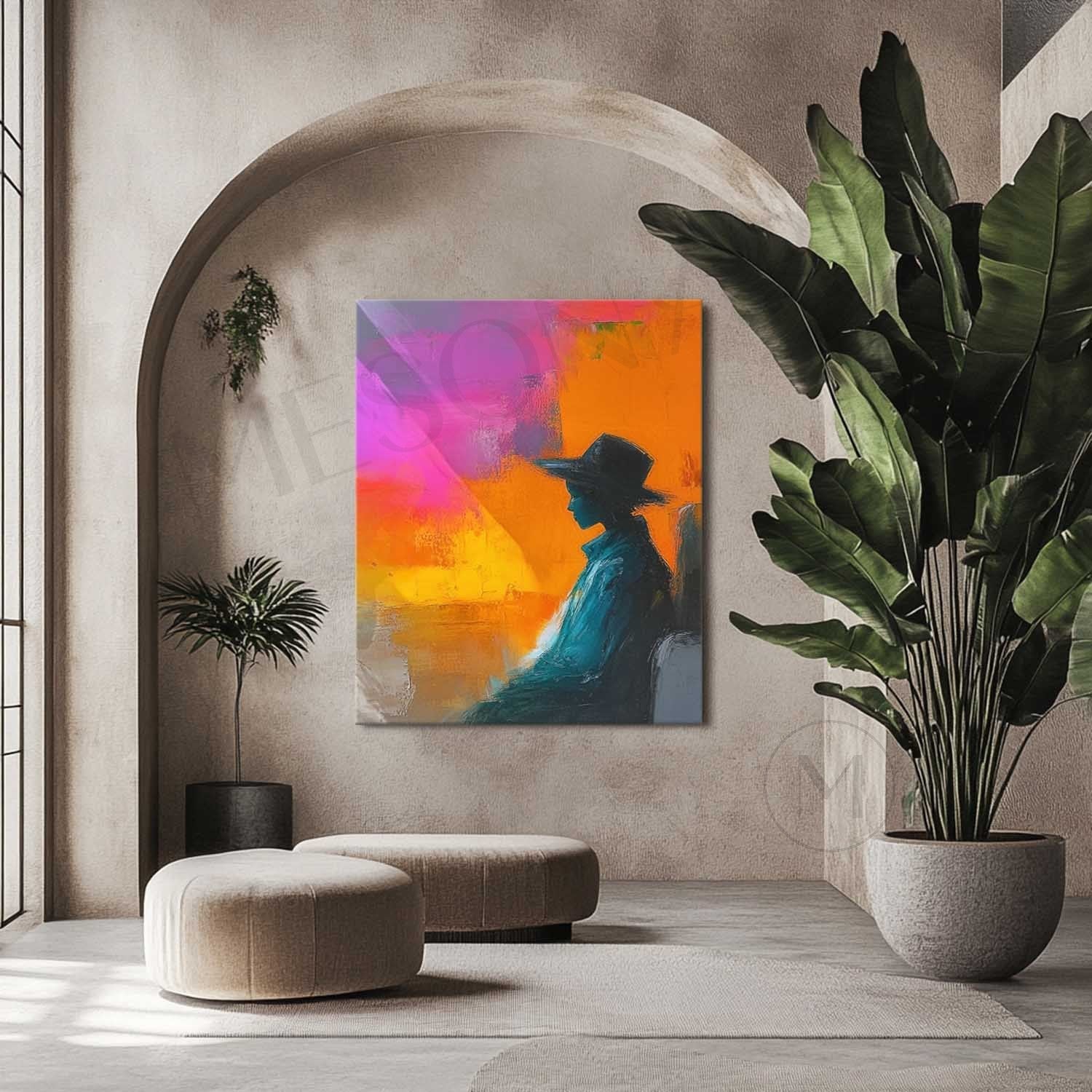 Large Colorful Abstract Female Canvas Art Contemporary Palette Abstract Girl Wall Art Palette Girl Oil Painting