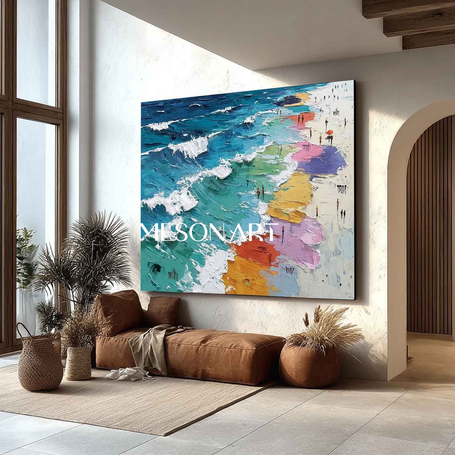 Ocean Wave Beach Texture Wall Art Decor Ocean Wave Beach Abstract Texture Canvas Painting for Sale
