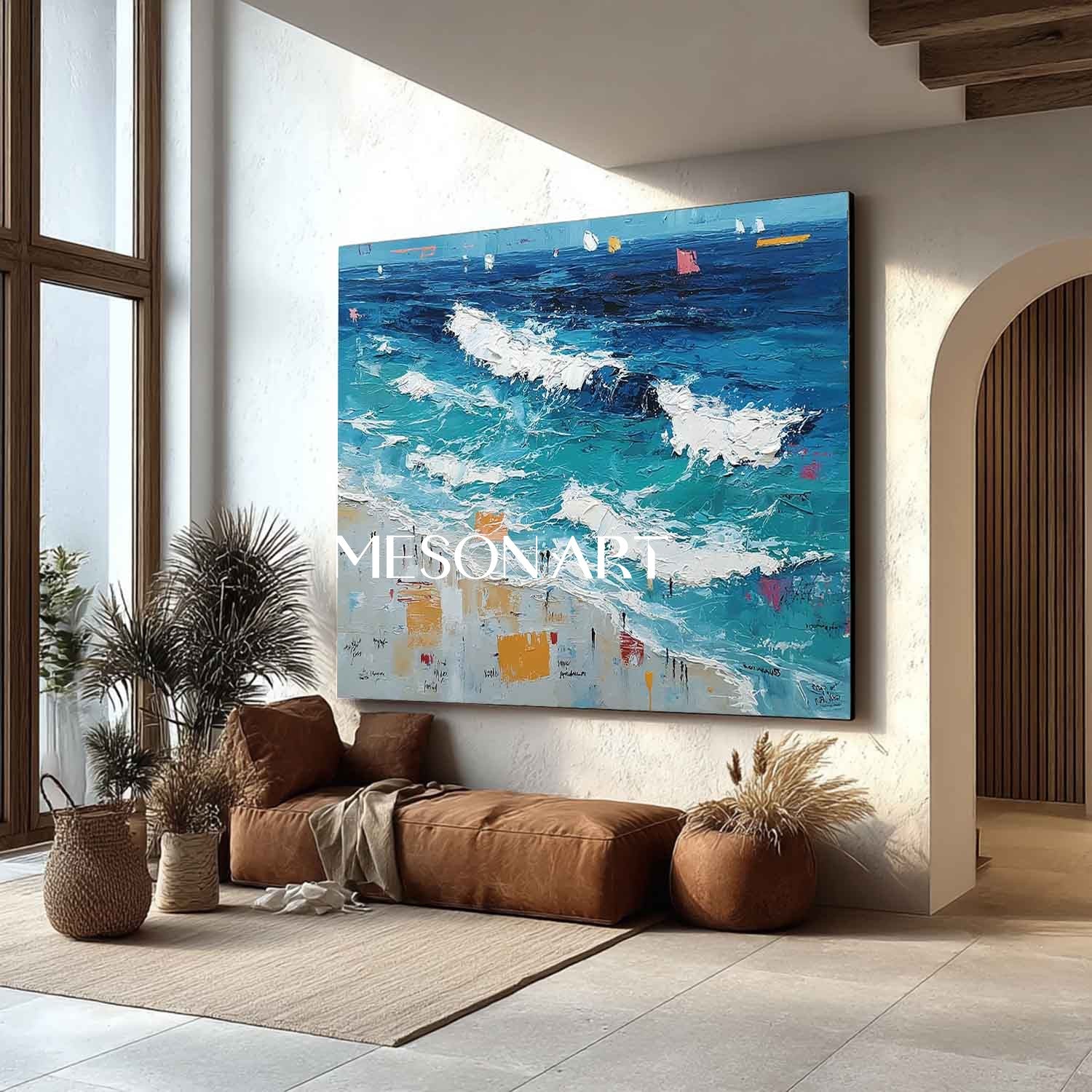 Large Ocean Waves Beach Abstract Texture Canvas Painting for Sale Ocean Waves Texture Wall Art Decor