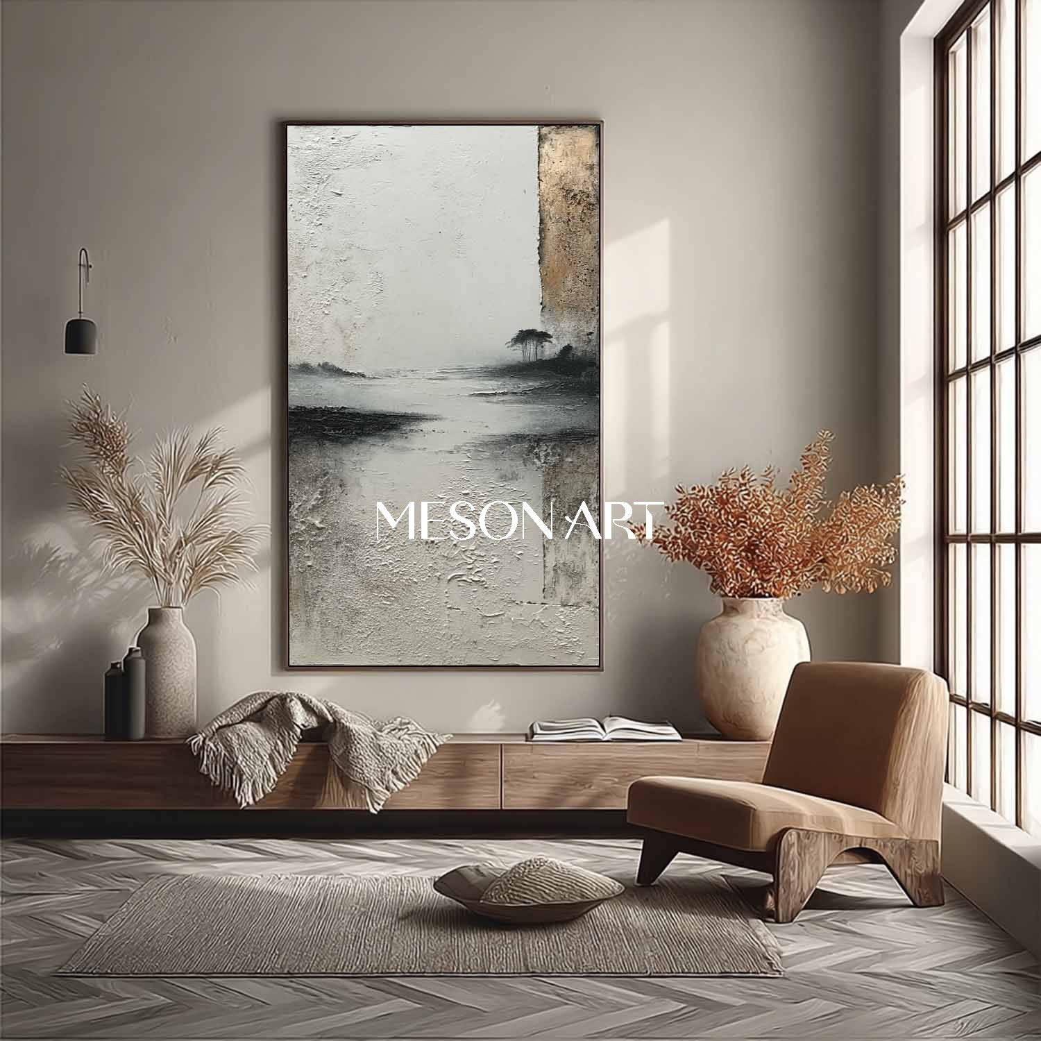 3D Large Gray Minimalist Painting Gray Abstract Canvas Art Wall Decor