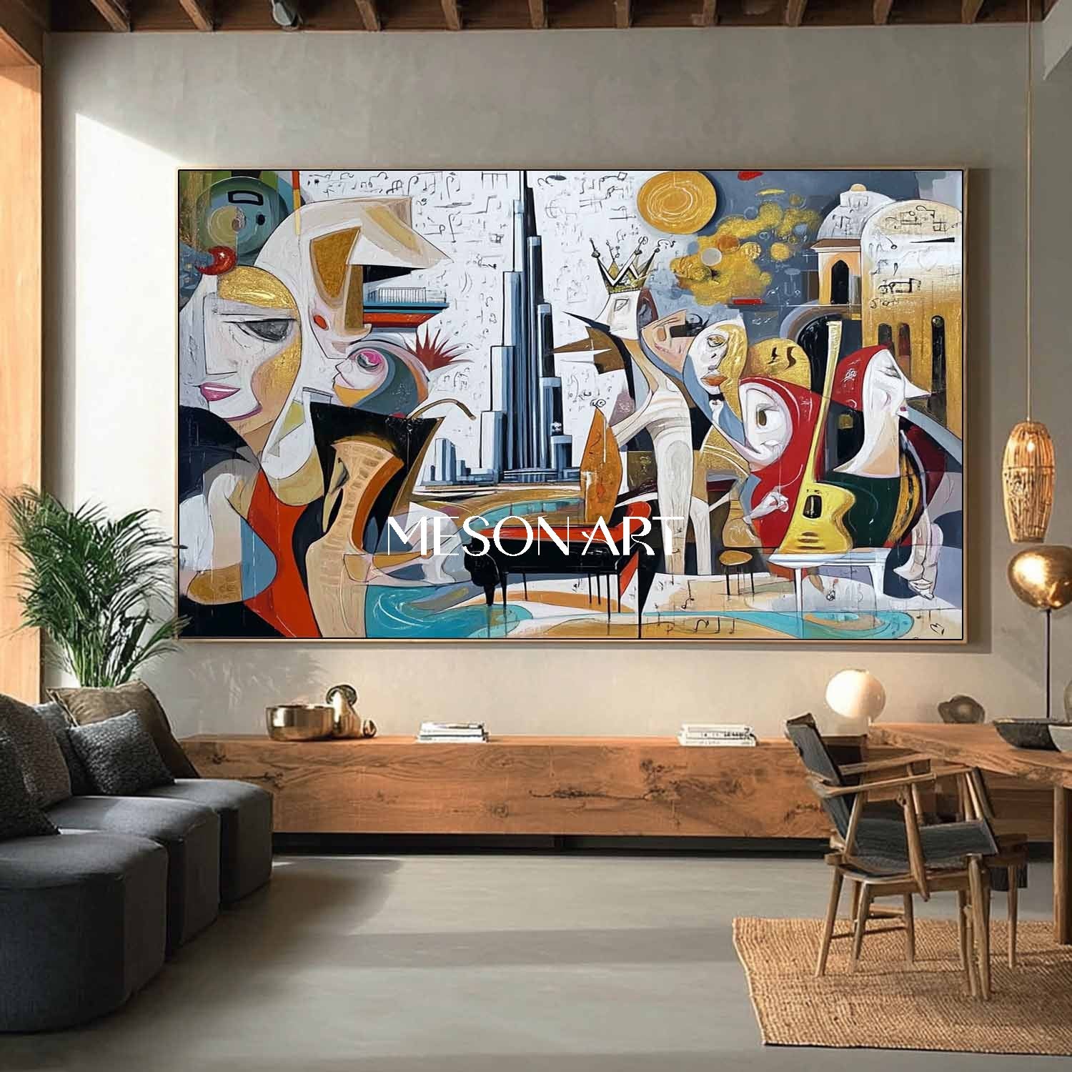 Cubism Picasso Inspired Abstract Painting Large Living Room Wall Decor