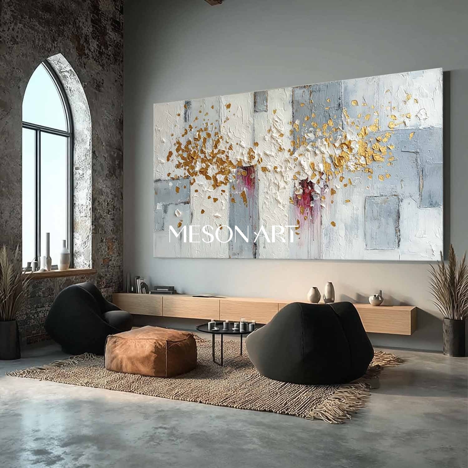 Handmade Large Gold Painting Textured Canvas Abstract Wall Art Decor