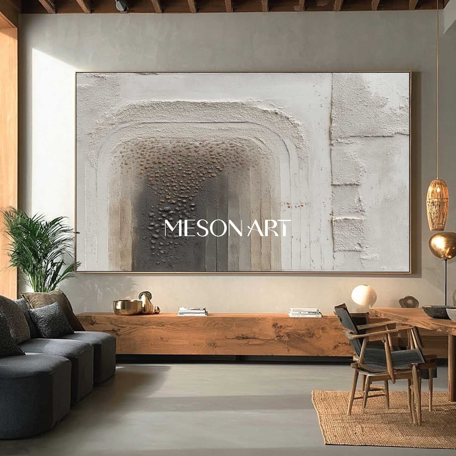 Wabi-Sabi Textured Wall Art Minimalist Handmade Painting Living Room