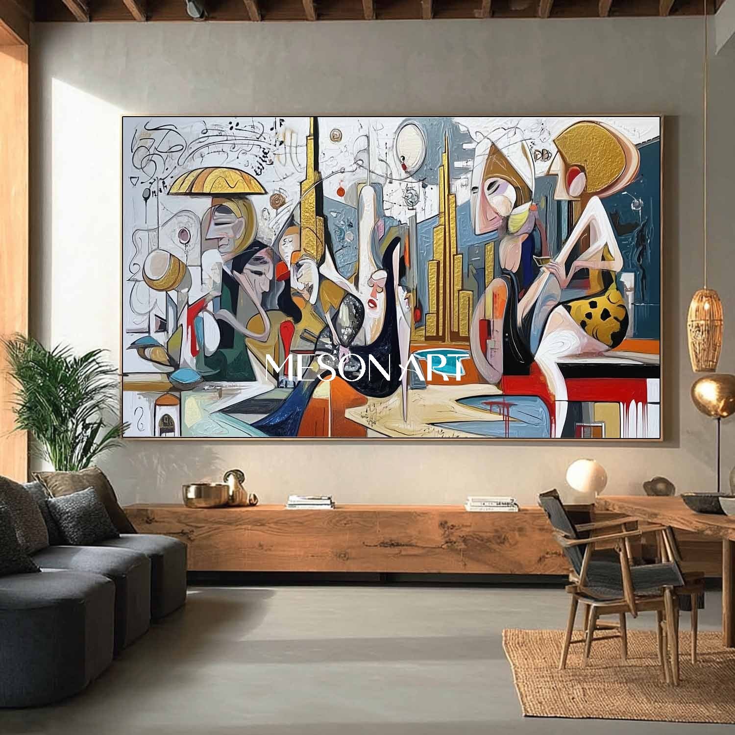 Picasso Cubist Contemporary Textured Art Horizontal Bedroom Order