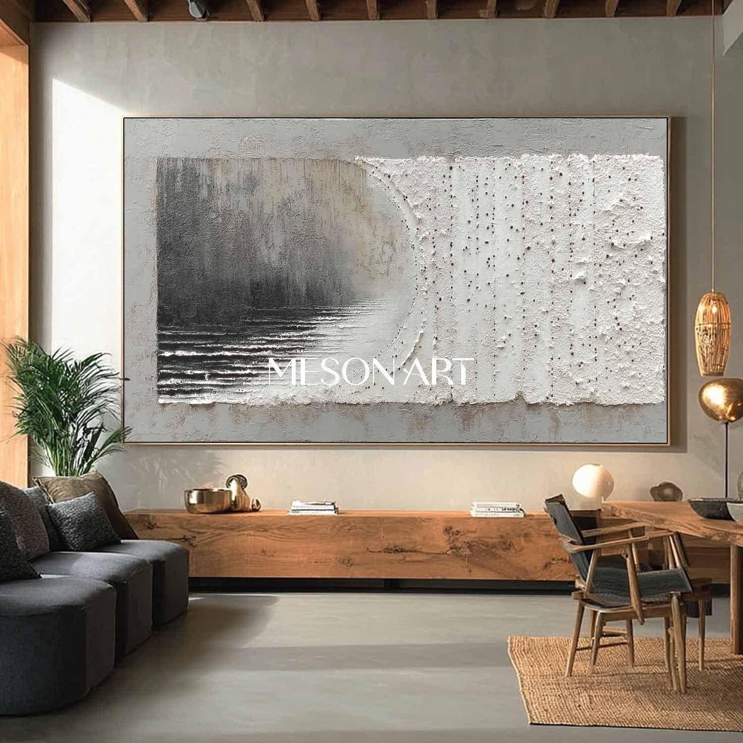 Wabi-Sabi Modern Minimalist Wall Art Heavy Impasto Neutral Painting