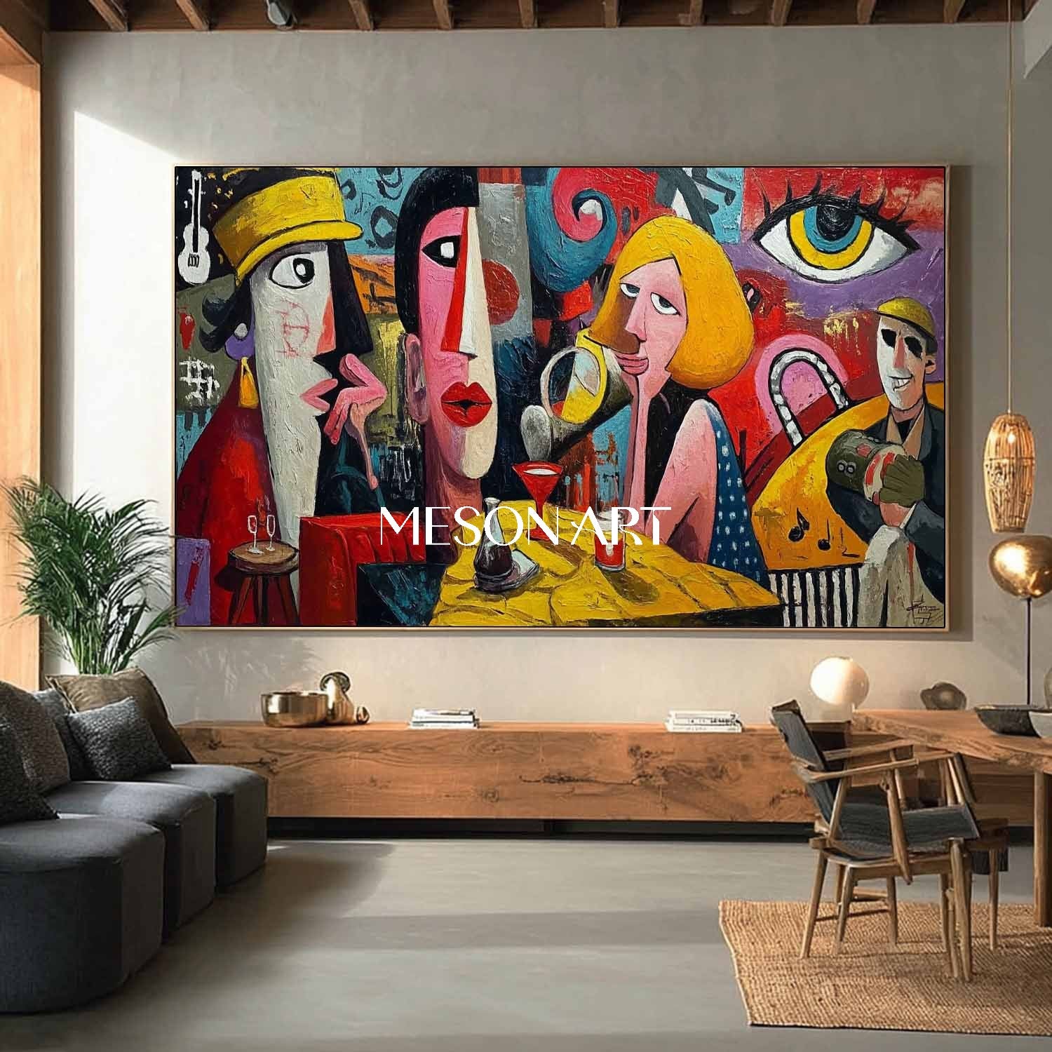 Shop Pop Art Abstract Graffiti Canvas for Modern Cafe and Living Room