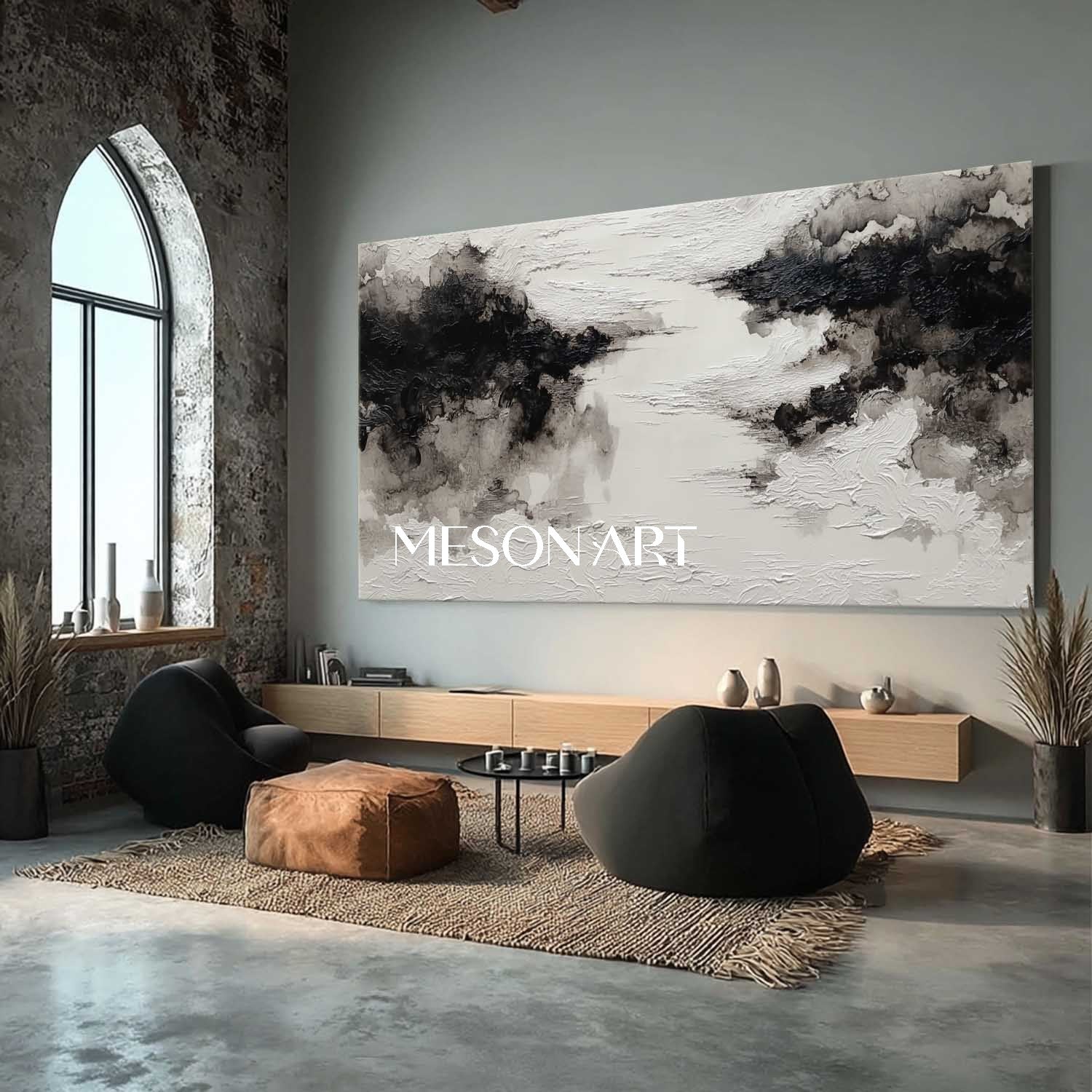 Shop Big Original Black White Wabi-Sabi Impasto Framed Canvas On Sale