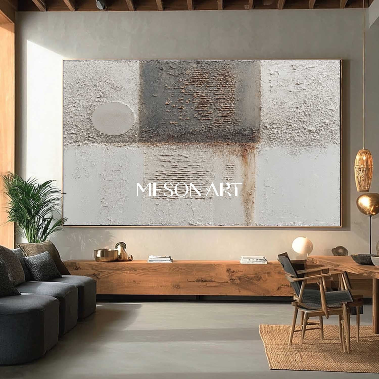 Buy Wabi-Sabi Minimalist Textured Wall Art Large Abstract Grey Canvas