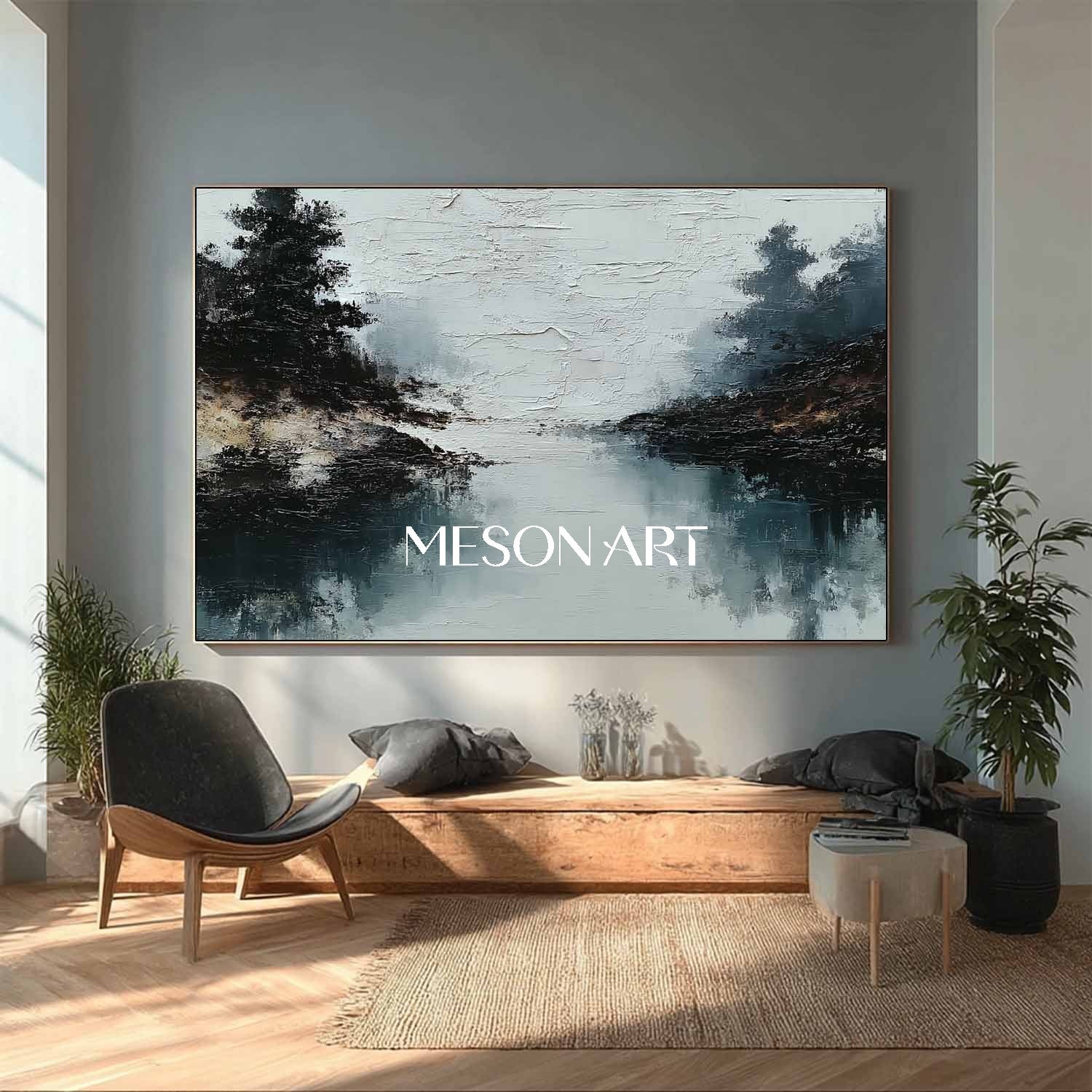 Buy Minimalist Blue Plaster Texture Painting Framed Wall Canvas Online