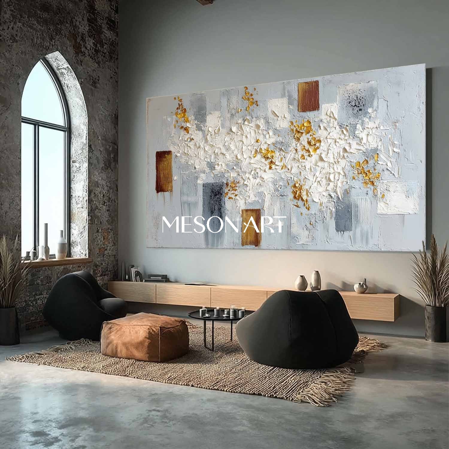 Oversized Contemporary Abstract Hand-Painted Wall Art for Living Room