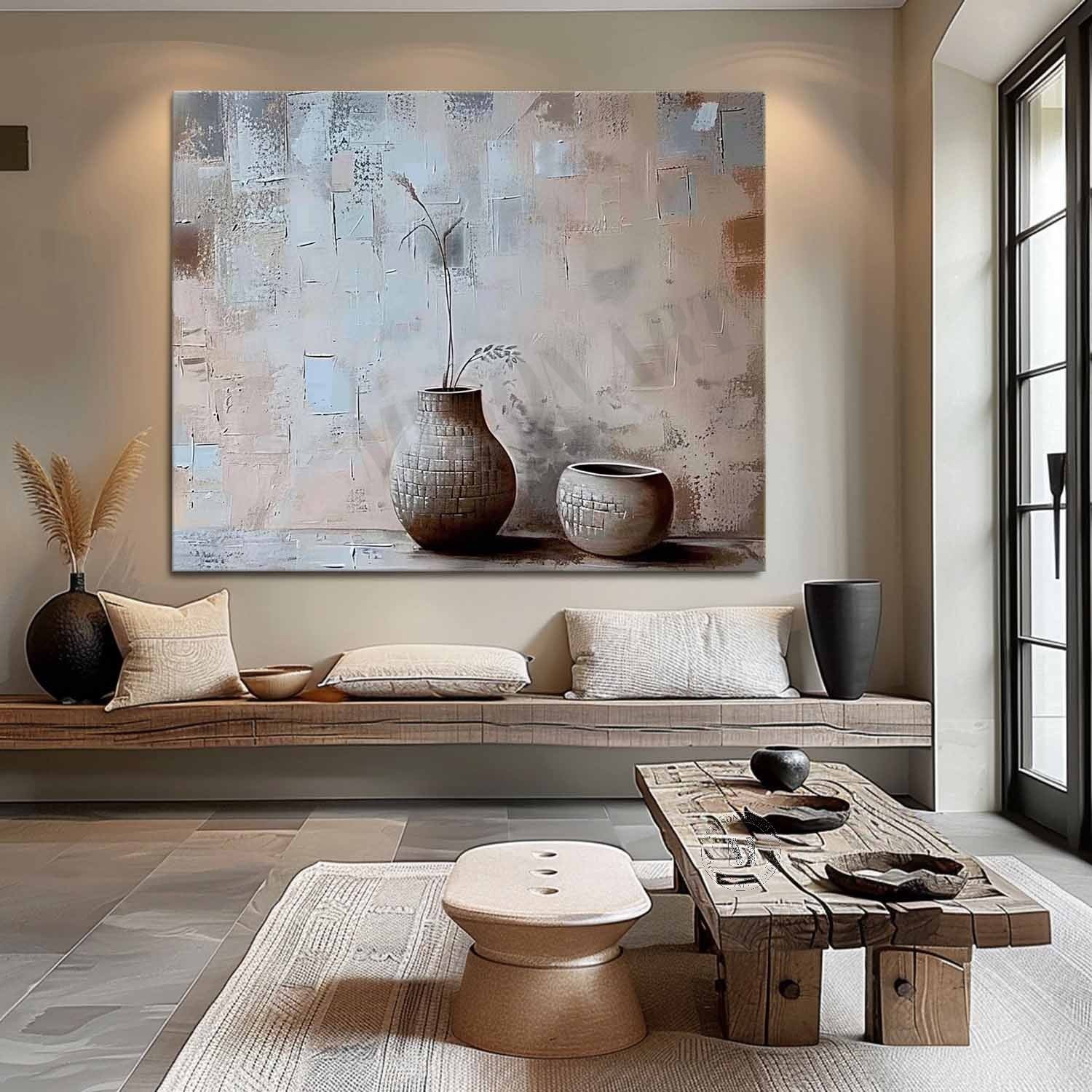 Large Ceramic Vase Art Ceramic Vase Still Life Paintings for Sale Grey Vase Canvas Wall Art Decor