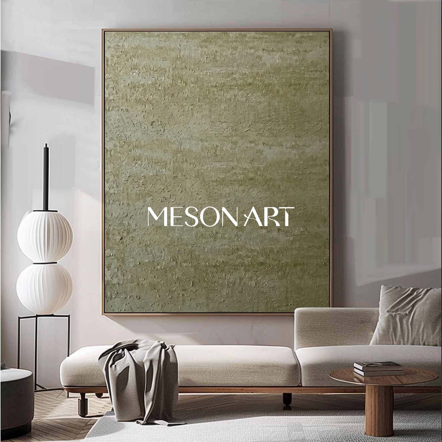 Olive Minimalist Wall Decor Wabi Sabi Staircase Wall Art Earthy Tone Living Room Piece
