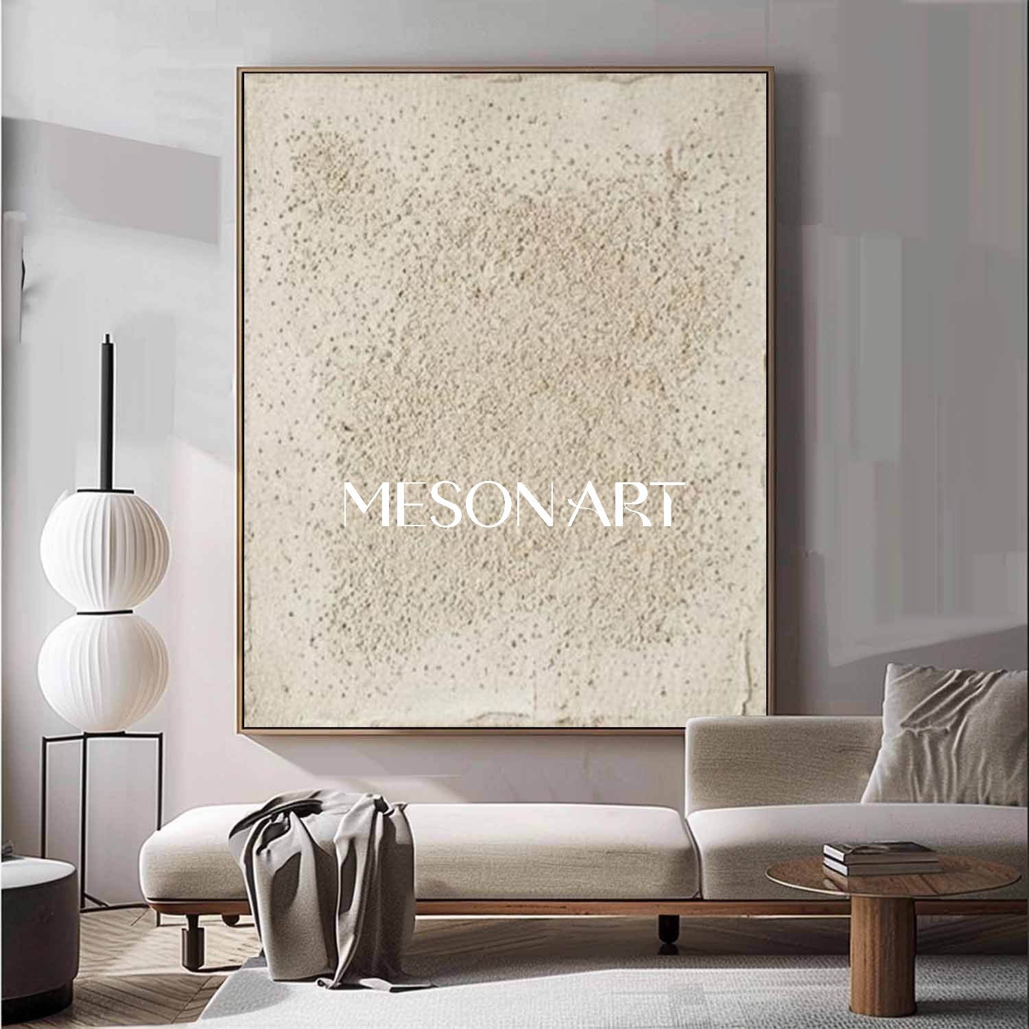 Cream White Contemporary Oil Minimalist Sand Wall Decor MesonArt Exclusive Original