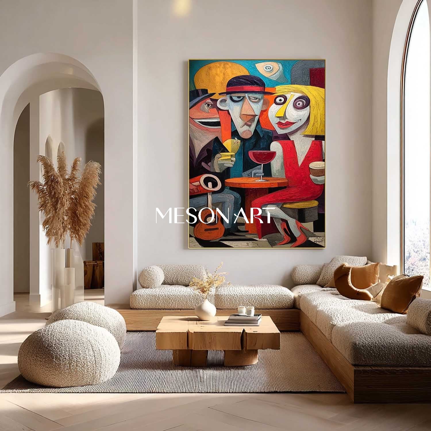 Buy Large Playful Pop Art Abstract Art with Figures for Modern On Sale