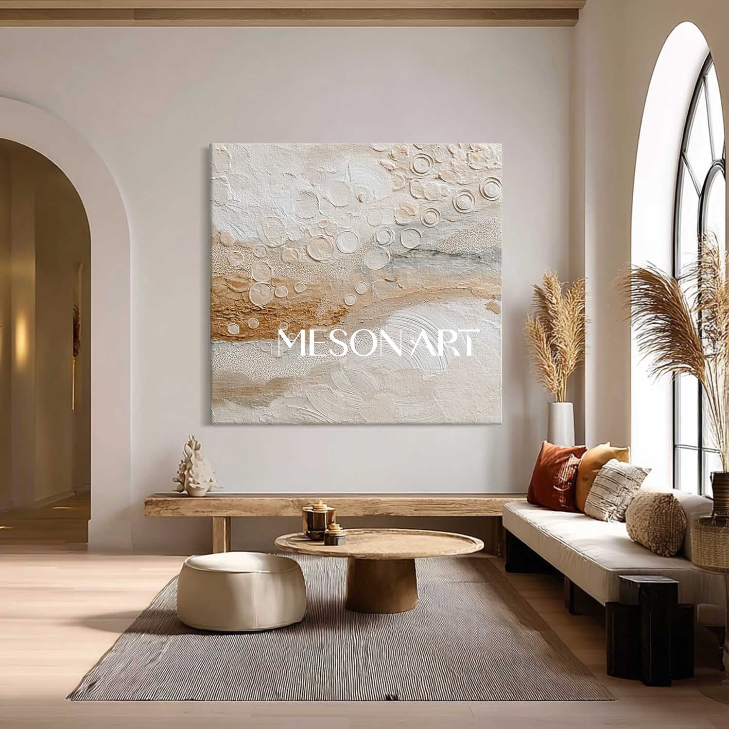 Earthy Bohemian Wall Decor – Minimalist Textured Canvas for Bedrooms