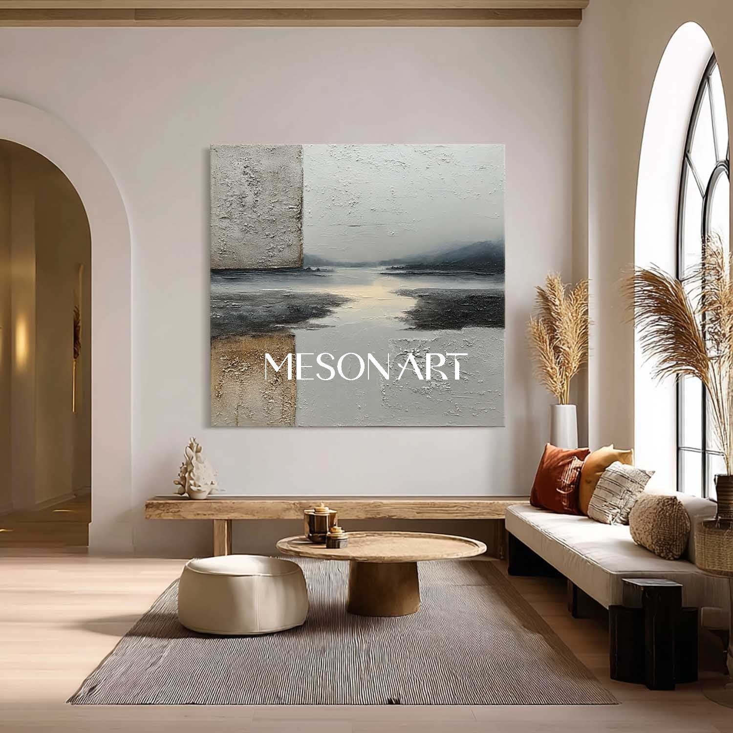 3D Gray Abstract Landscape Art Canvas On Sale Minimalist Wall Painting