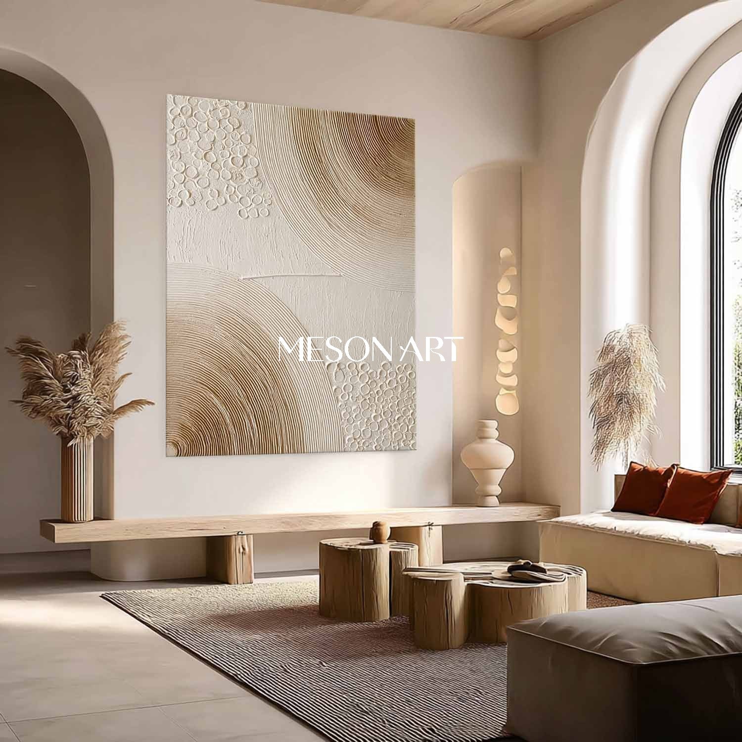 Hand-Painted Boho Art on Canvas Eclectic Bohemian Art for Living Room