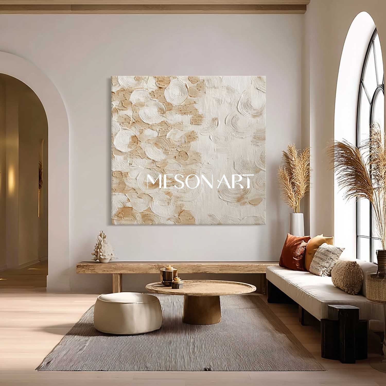 Large Bohemian Canvas Art – Earthy Tones for Living Room Walls