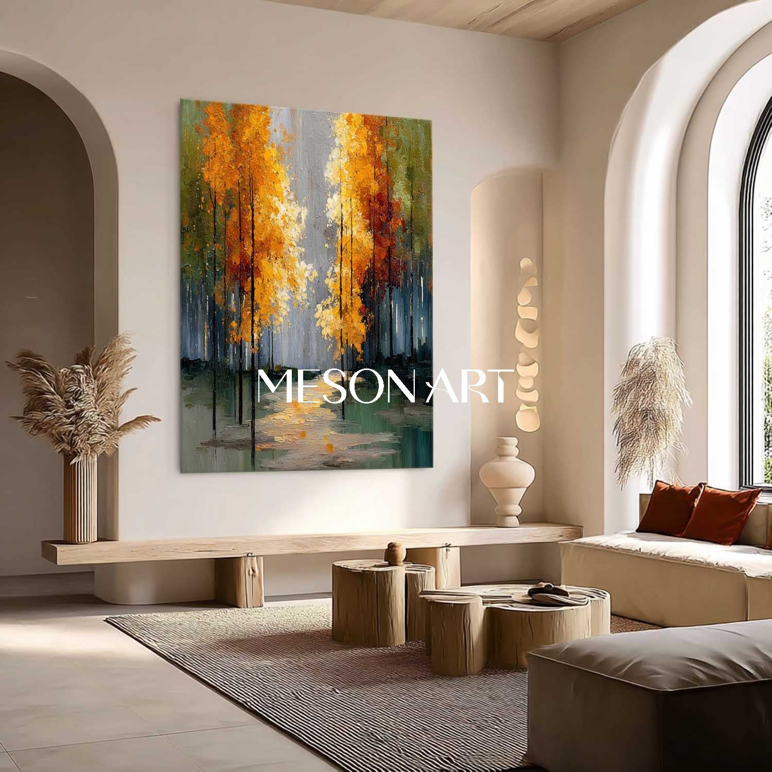 Shop Original Fall Landscape Art Hand Painted Canvas for Cozy Interior