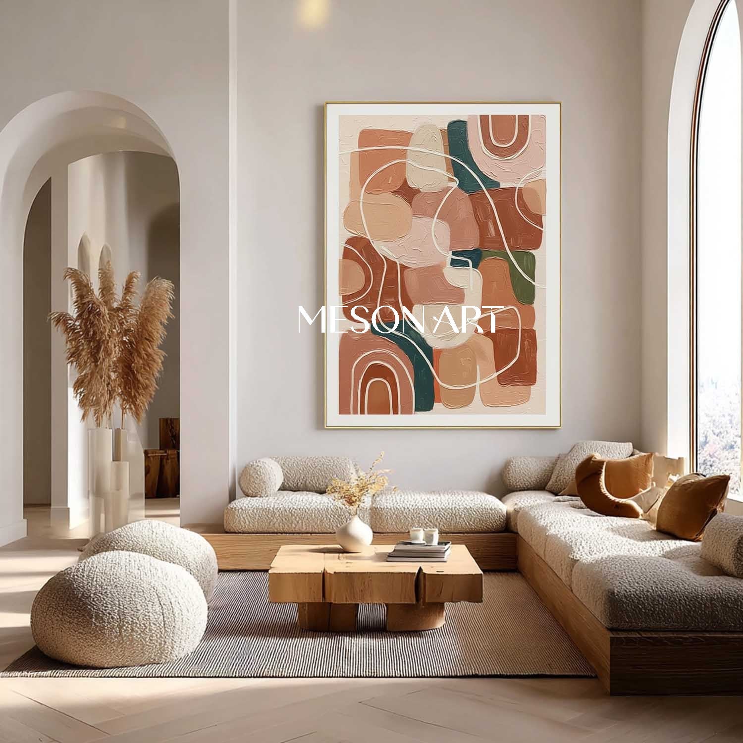 Boho Rainbow Wall Art Abstract Arch Canvas Painting Eclectic Home Decor