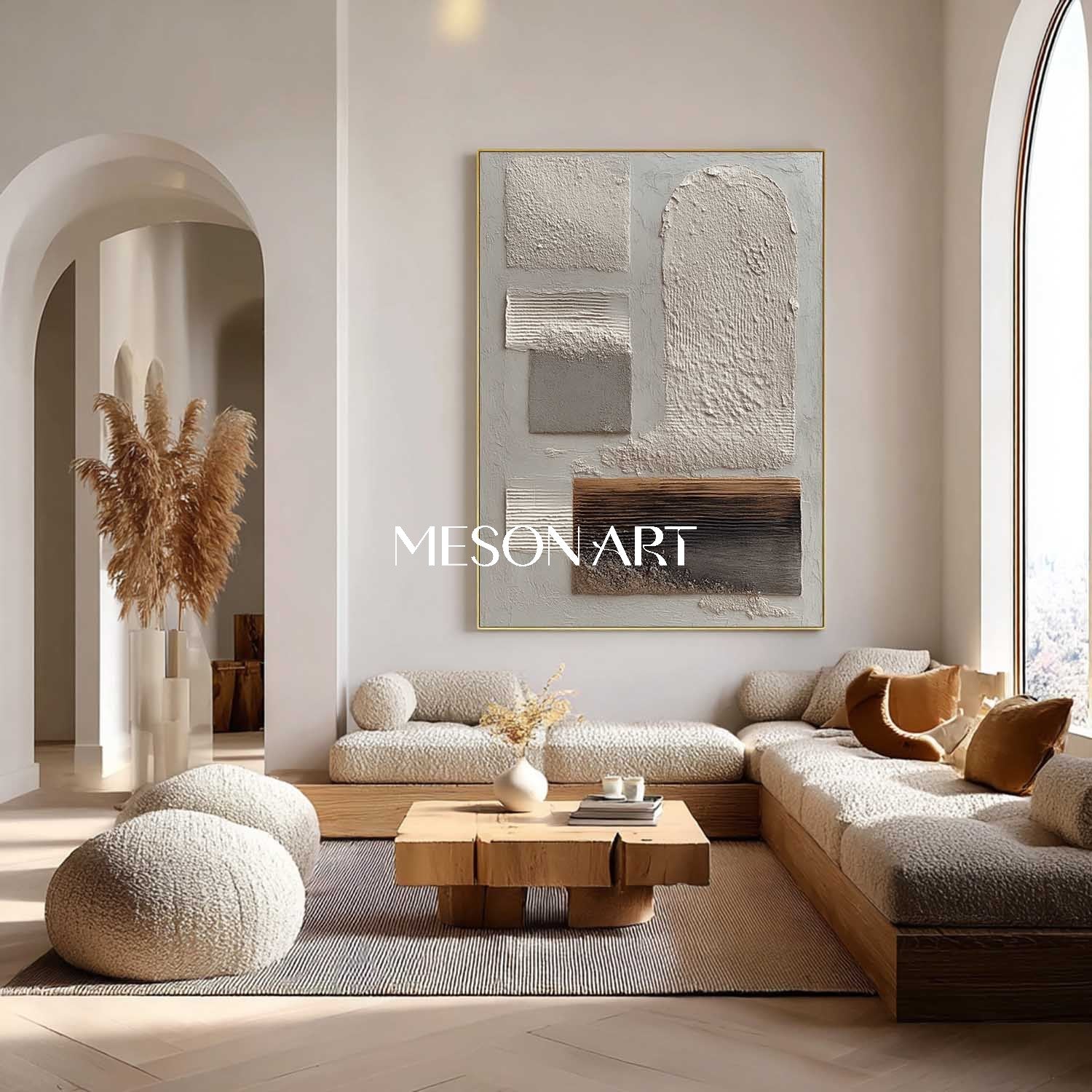 Contemporary Textured Wabi Sabi Canvas Neutral Gray Wall Art