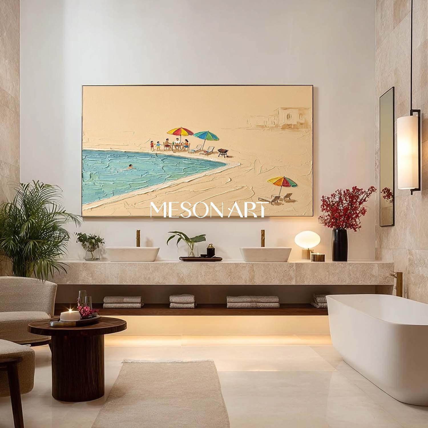 Large Canvas Art Beach Themed Art Desert Coastal Village Art Gallery Quality Decor Art