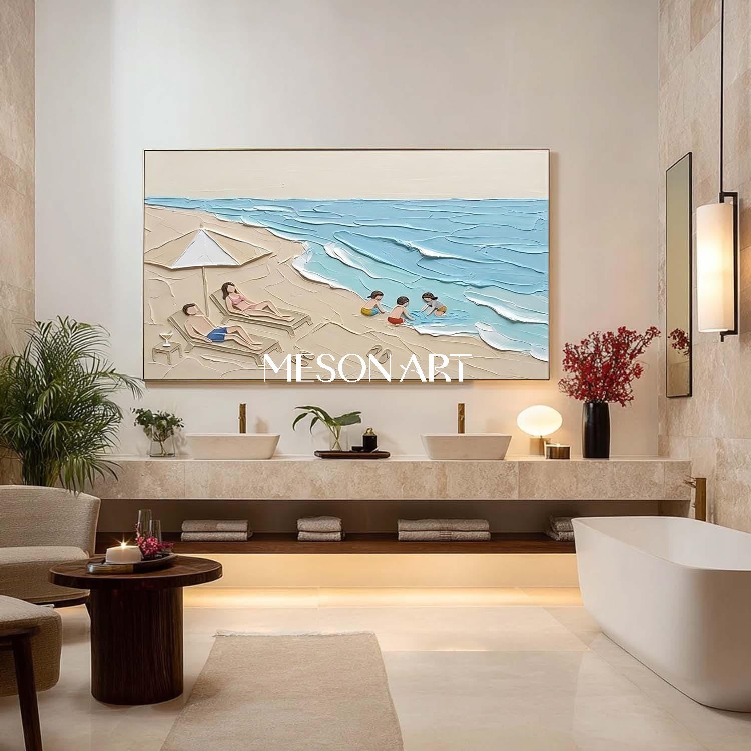 Beach And Sand Art Family Beach Painting Modern Minimalist Wall Decor
