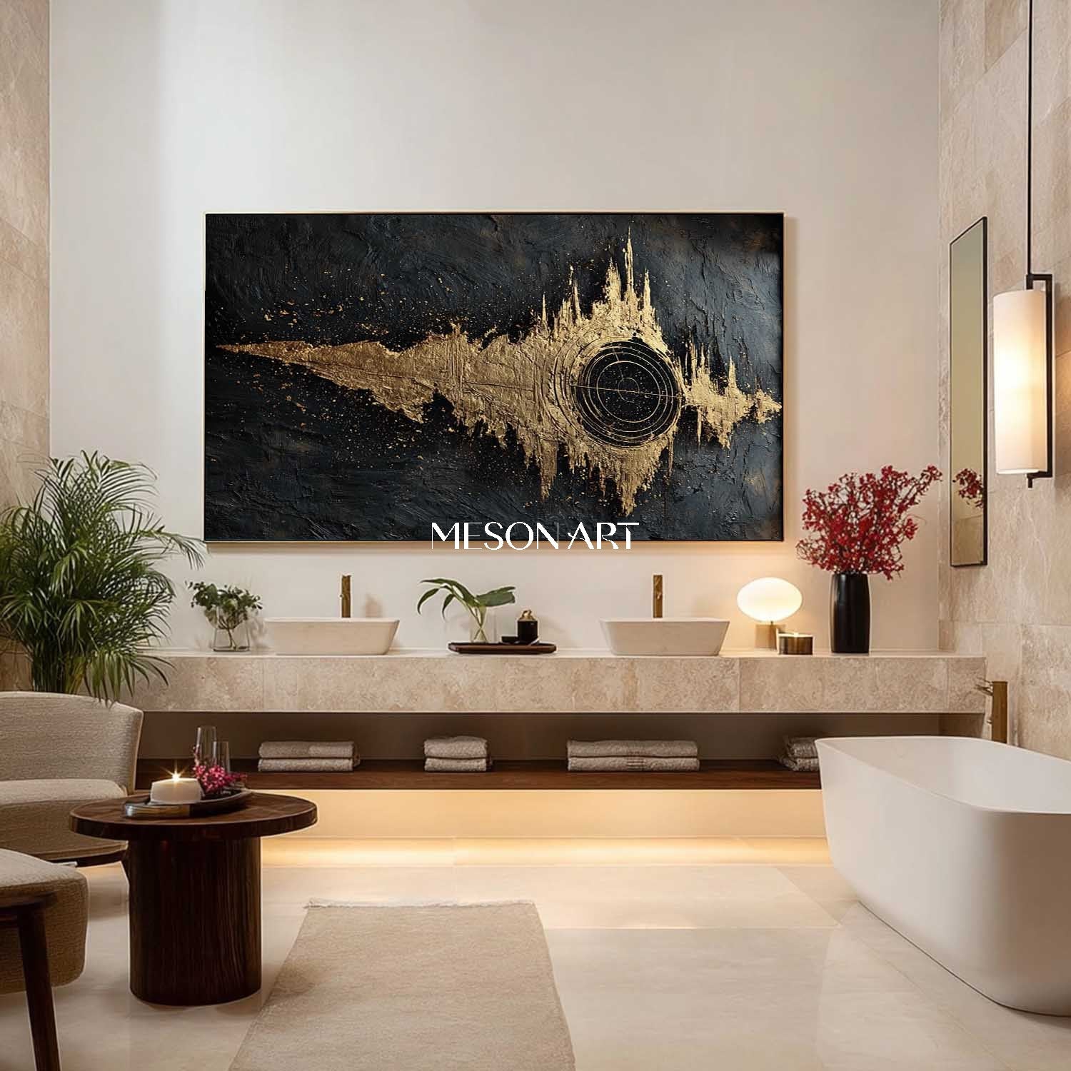 Black and gold abstract texture art canvas Black gold wall art decor Black night sky abstract art