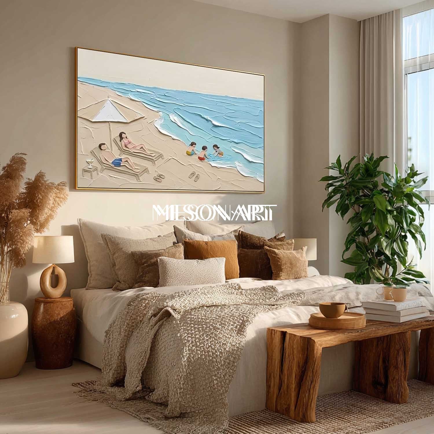 Beach And Sand Art Family Beach Painting Modern Minimalist Wall Decor