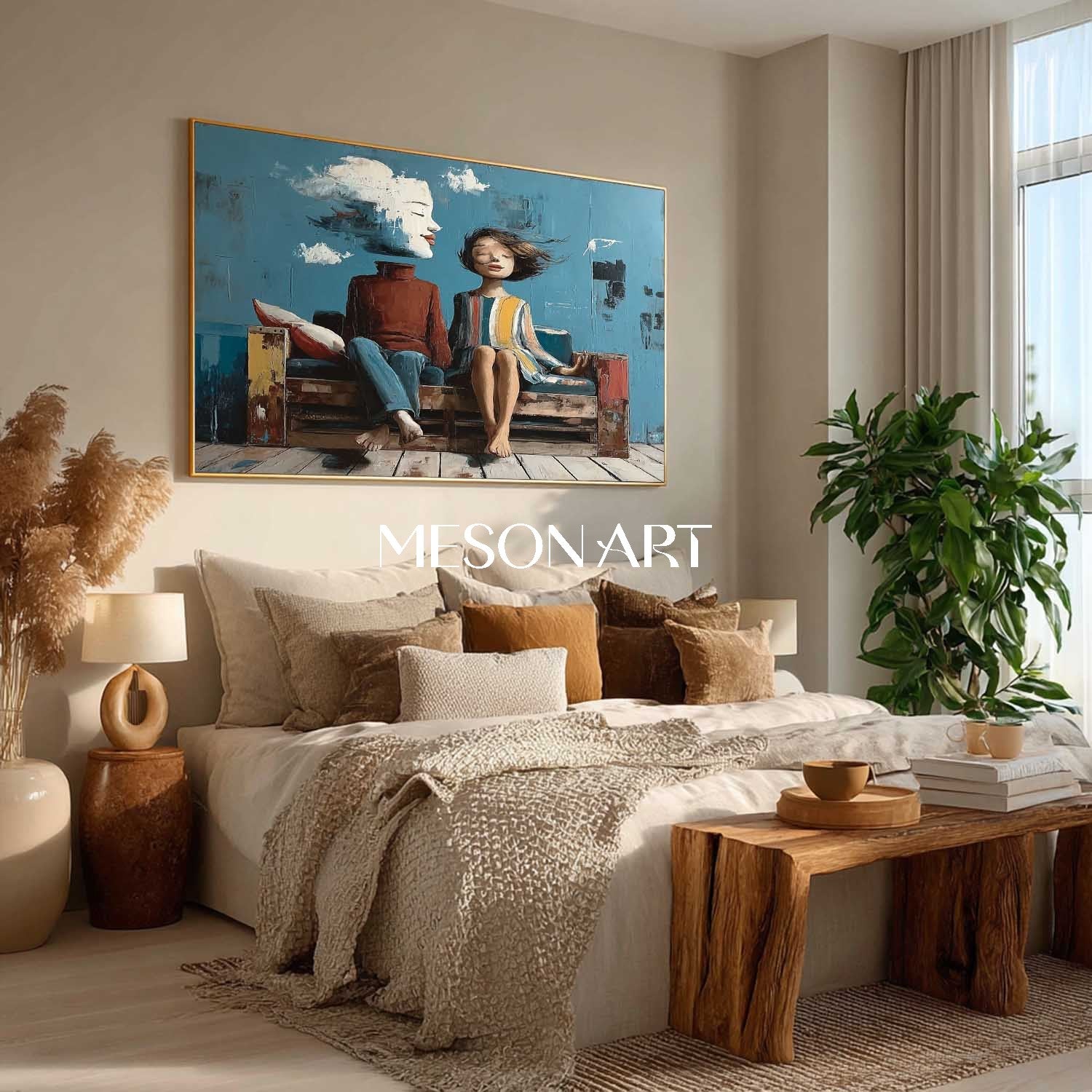 Abstract Children in the Wind – Dreamlike Cloudscape Surrealist Wall Art