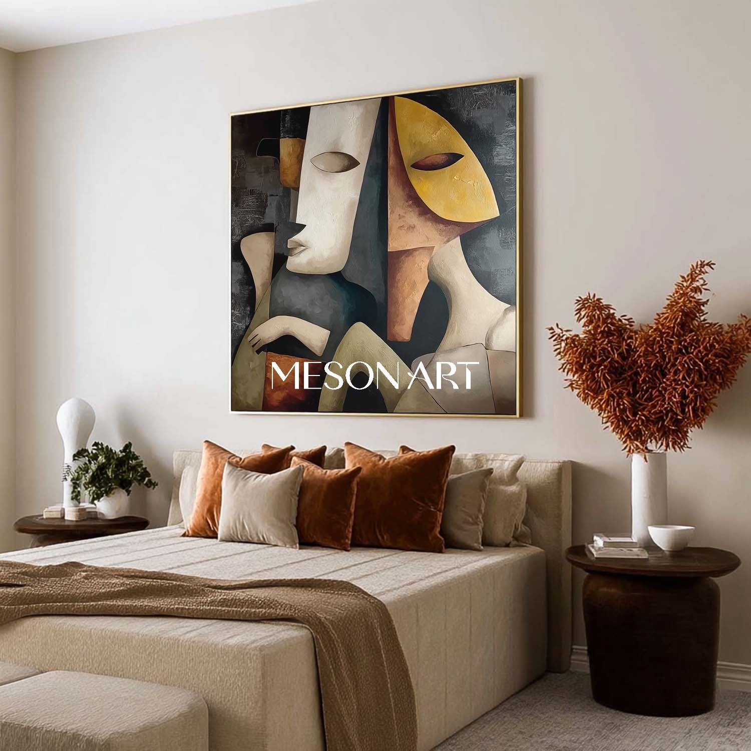 Abstract Picasso Art Geometric Figure Painting Large Square Canvas