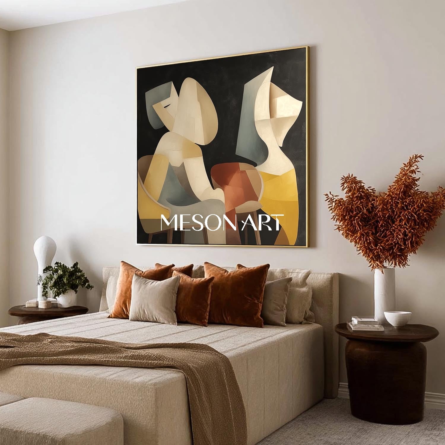 Original Cubism Canvas Modern Abstract Picasso Style Painting Wall Art