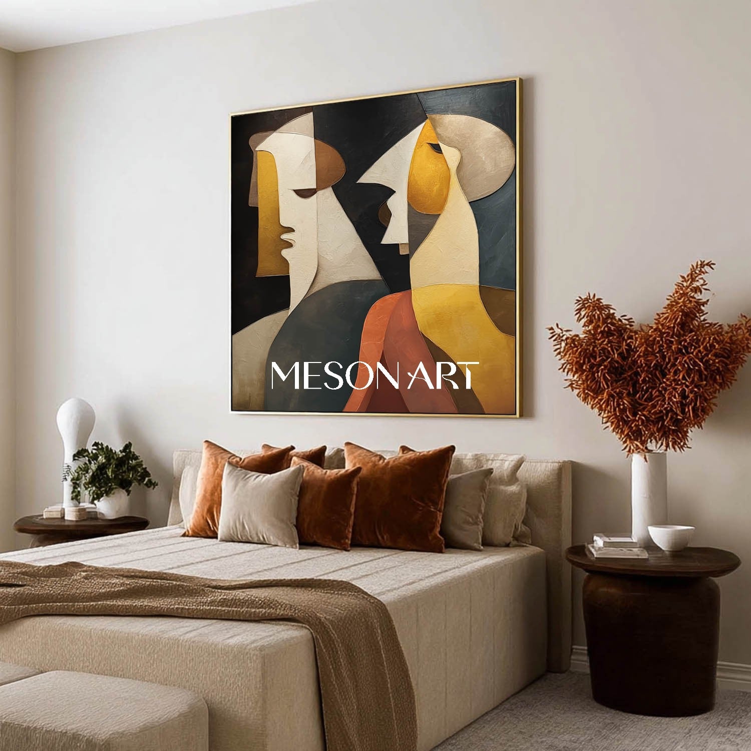 Buy Original Modern Abstract Black Gold Picasso Style Cubism Wall Art