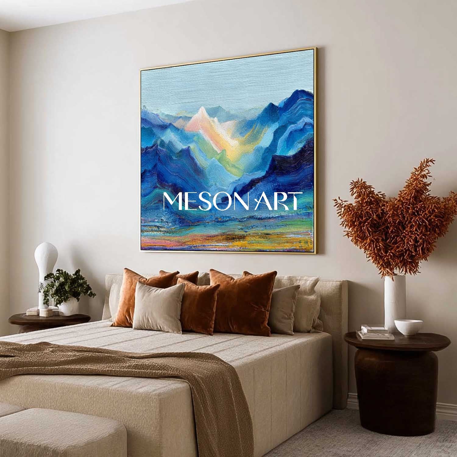 Silent Ridge – Textured Blue Mountain Landscape Wall Art