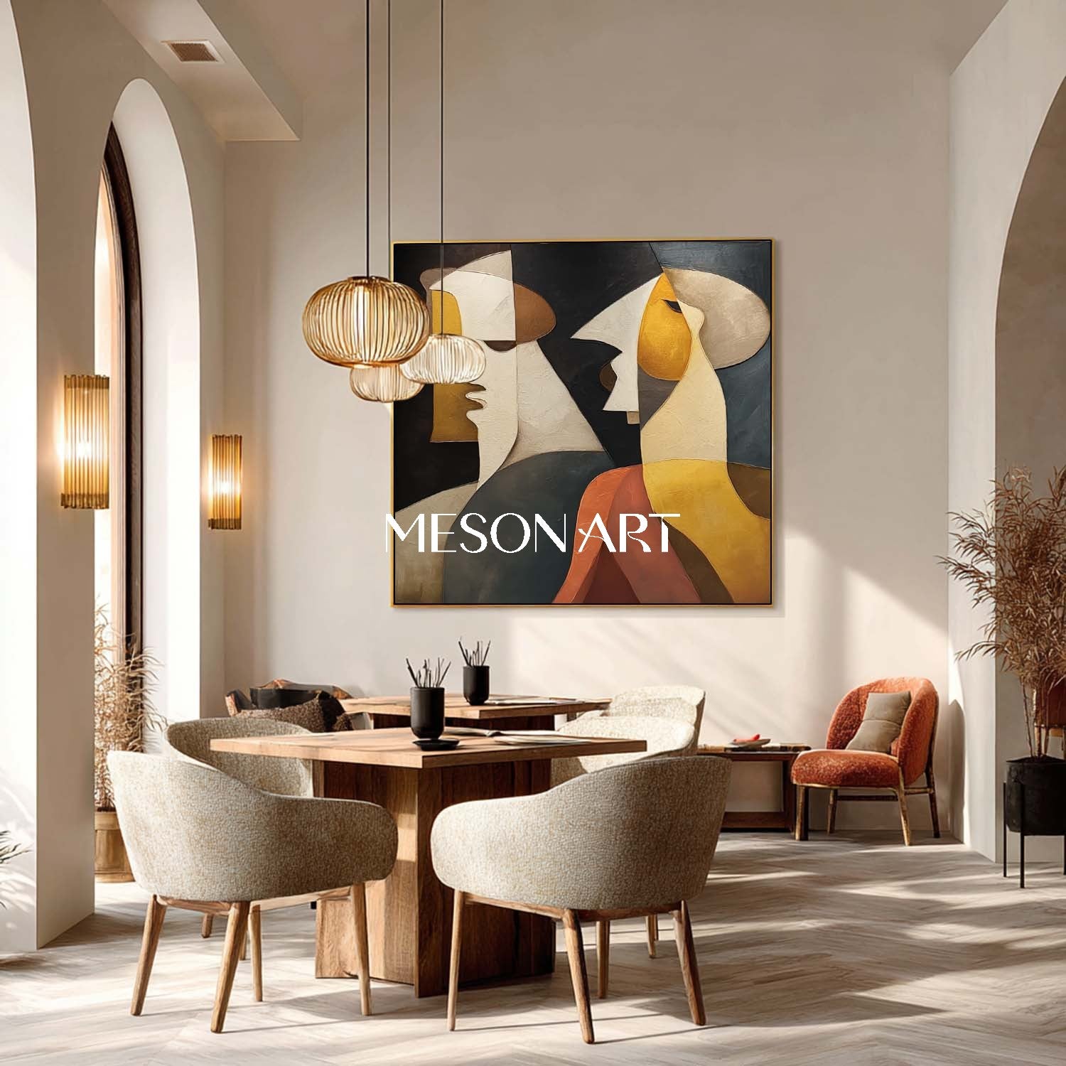 Buy Original Modern Abstract Black Gold Picasso Style Cubism Wall Art