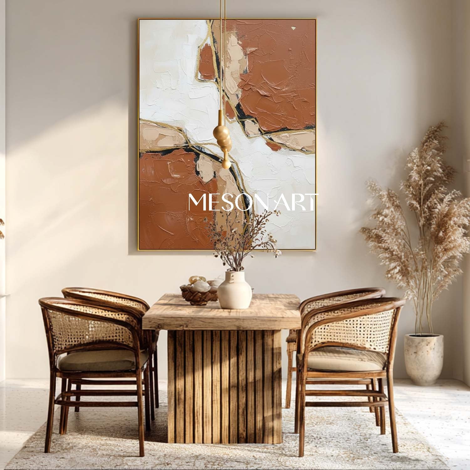 Modern Boho Painting Entryway Wall Art Textured Impasto Boho Art Canvas