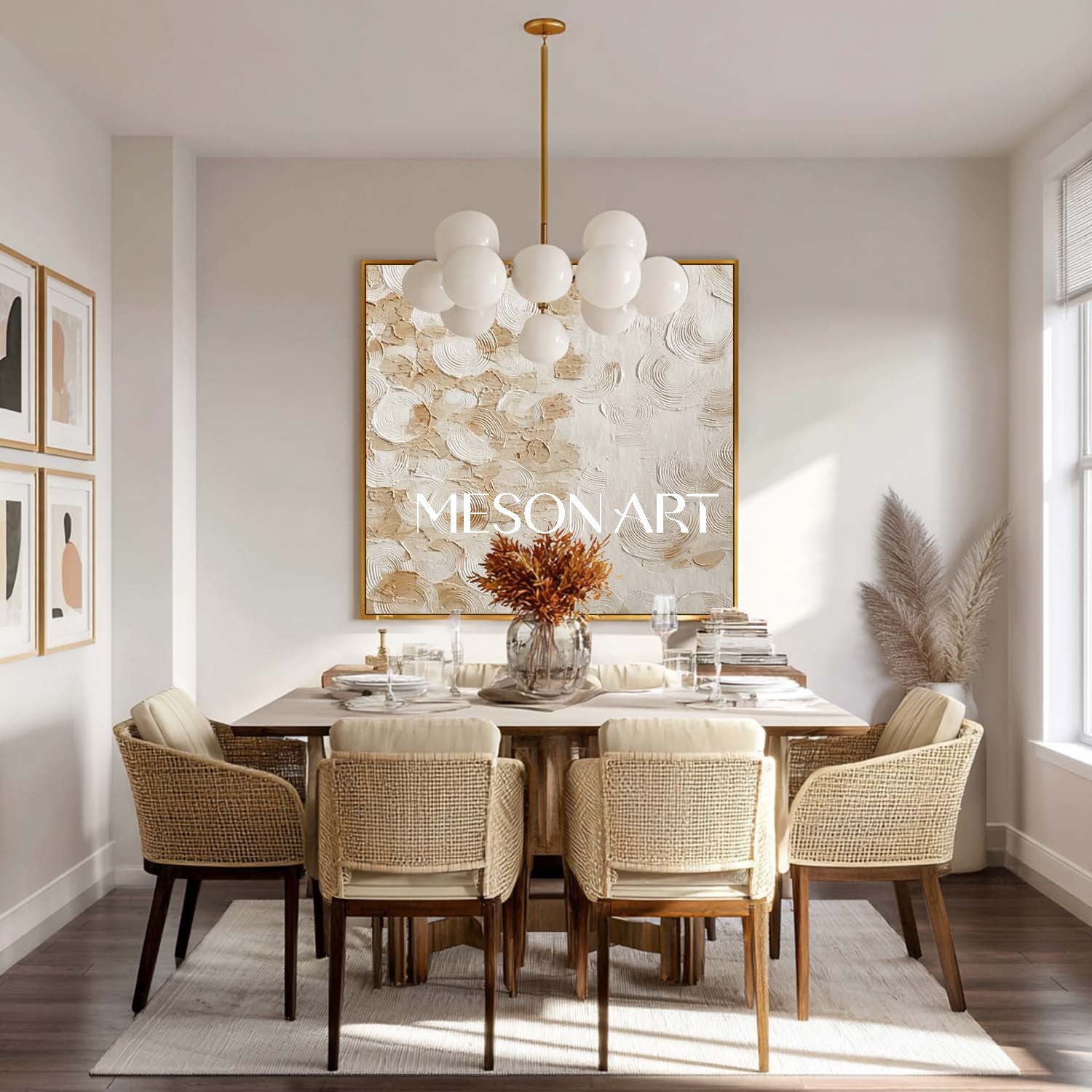 Large Bohemian Canvas Art – Earthy Tones for Living Room Walls