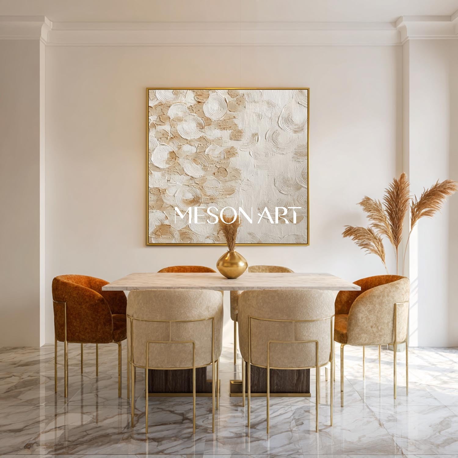 Large Bohemian Canvas Art – Earthy Tones for Living Room Walls