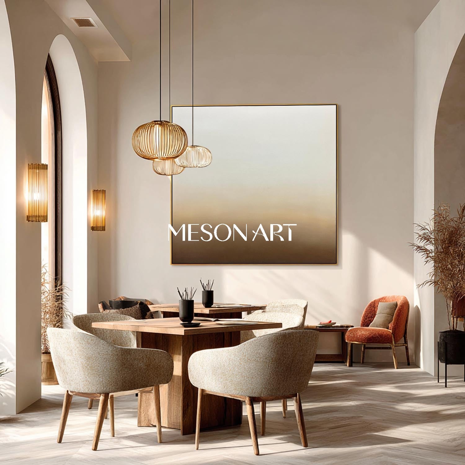 Gray and Brown Abstract Art Medieval Gray White and Brown Minimalist Abstract Canvas Wall Decor