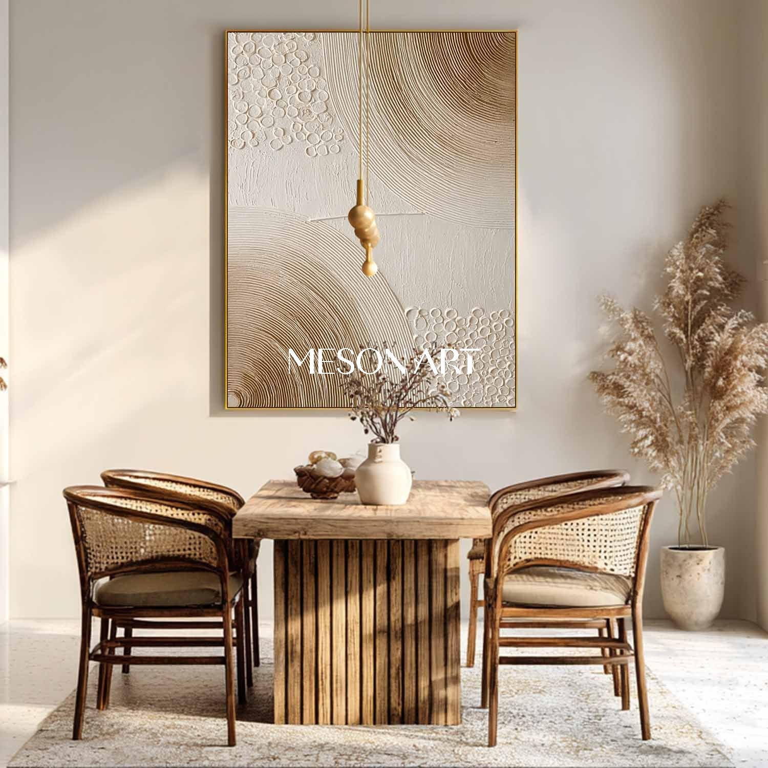 Hand-Painted Boho Art on Canvas Eclectic Bohemian Art for Living Room