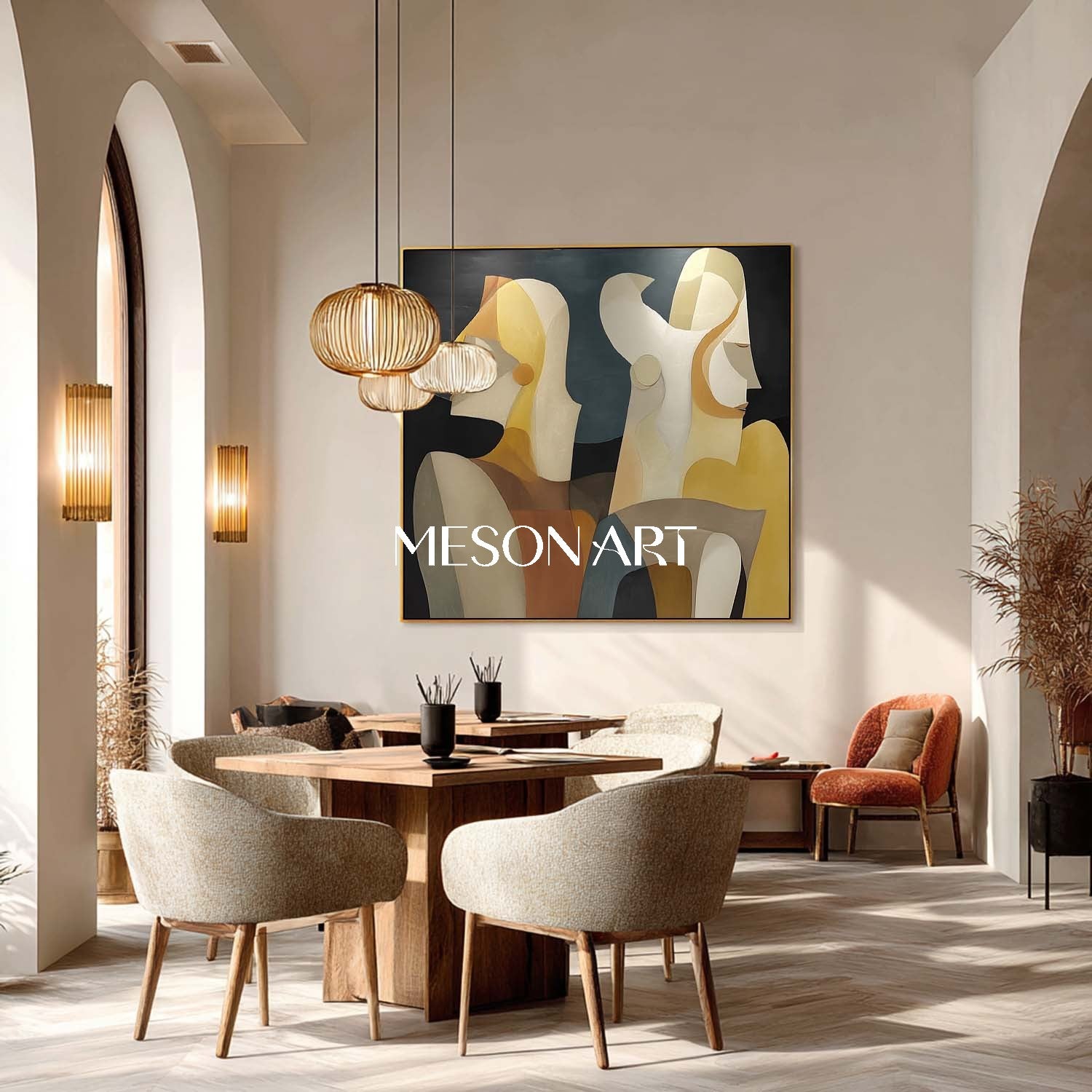 Buy Large Abstract Portrait Black Cubism Wall Art Decor Framed Canvas