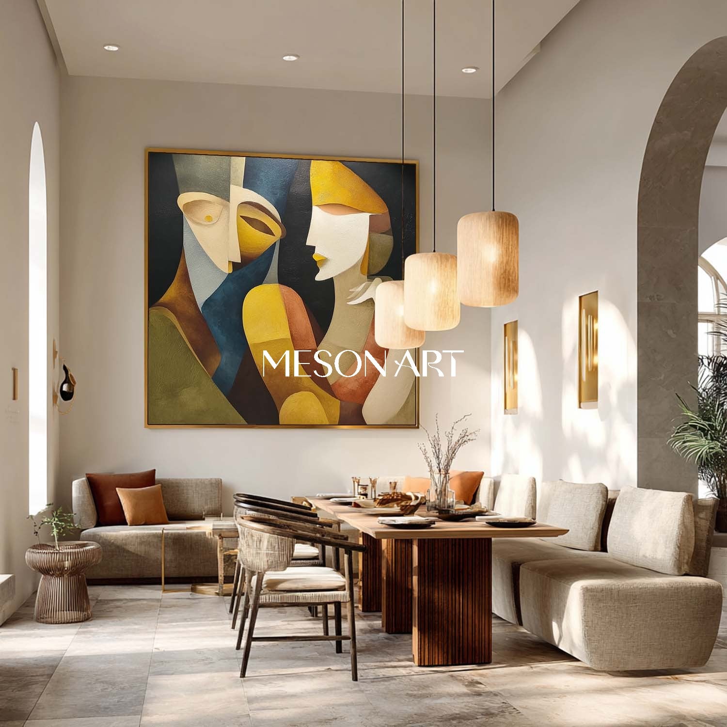 Original Textured Picasso Inspired Figures Colorful Wall Art On Sale