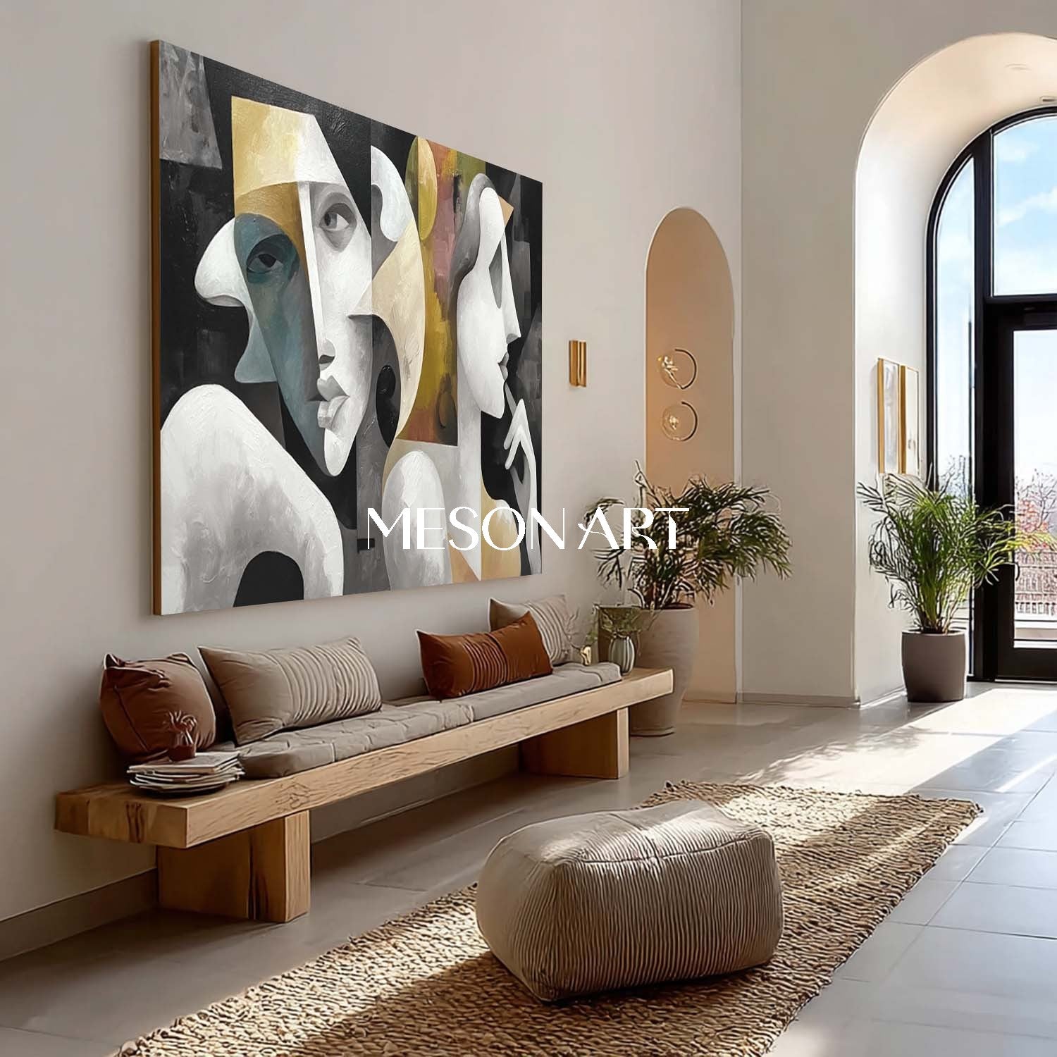 Black and Gold Modern Portrait Contemporary Abstract Wall Art Canvas