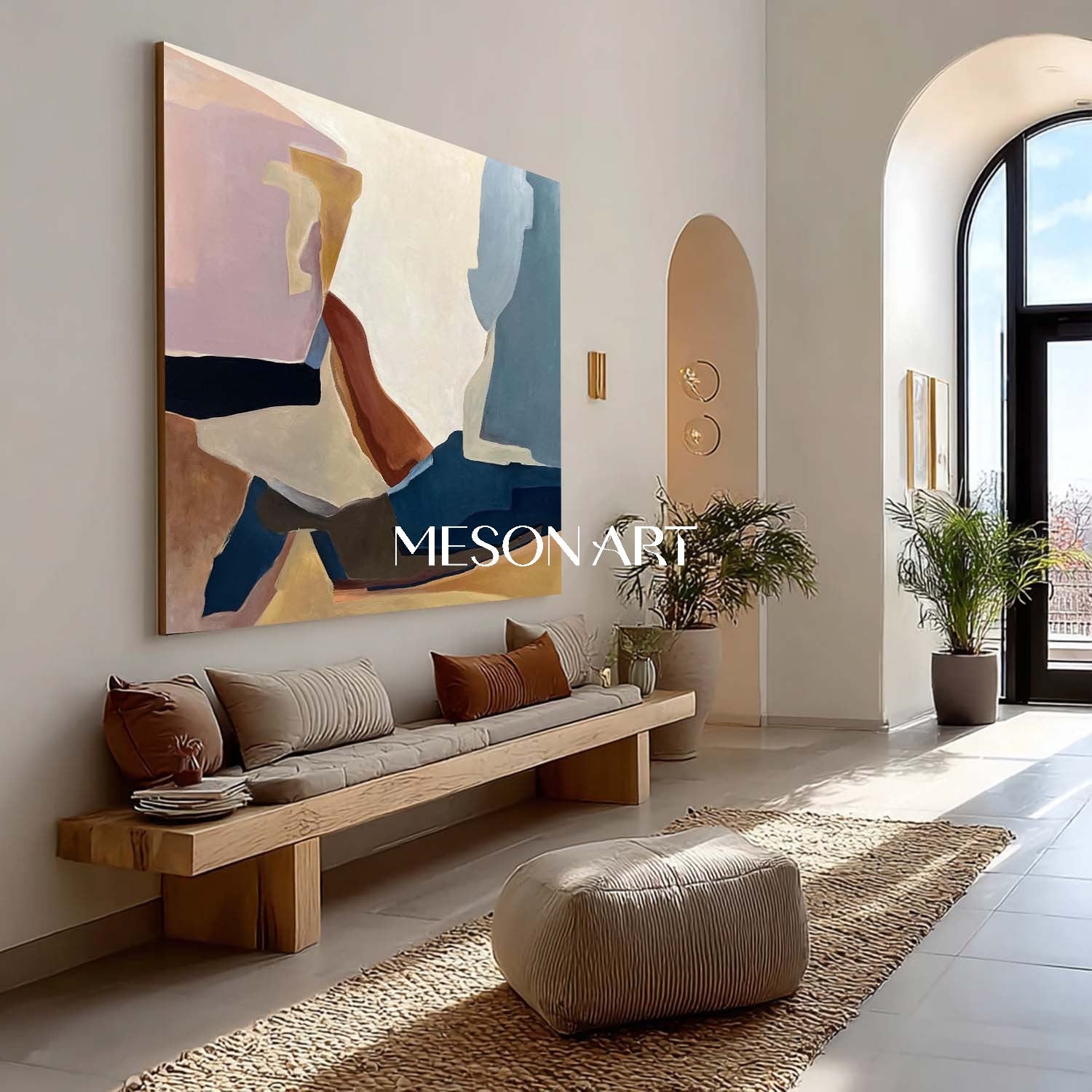 Contemporary Geometric Abstract Art, Medieval Minimalist Abstract Canvas Wall Decoration