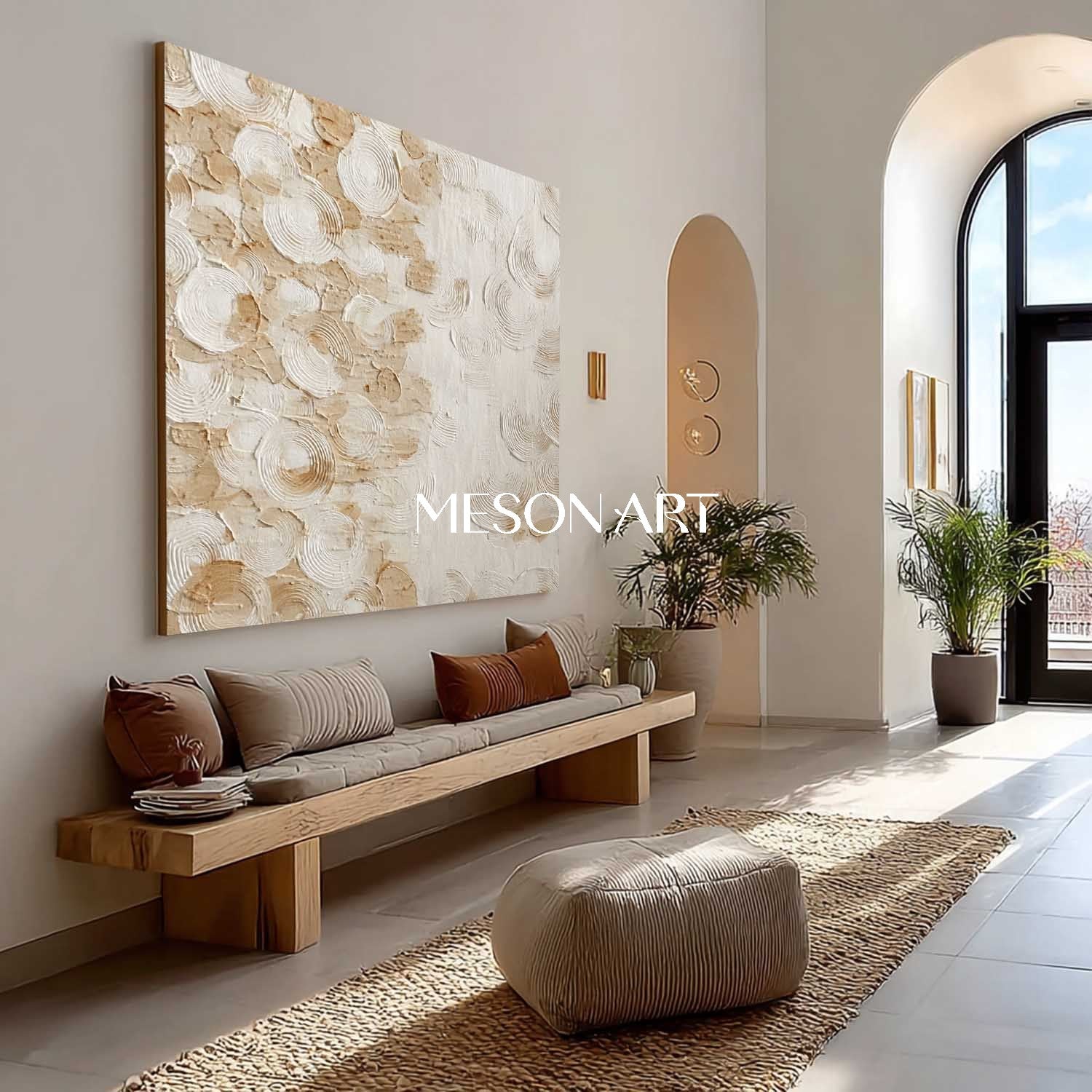 Large Bohemian Canvas Art – Earthy Tones for Living Room Walls