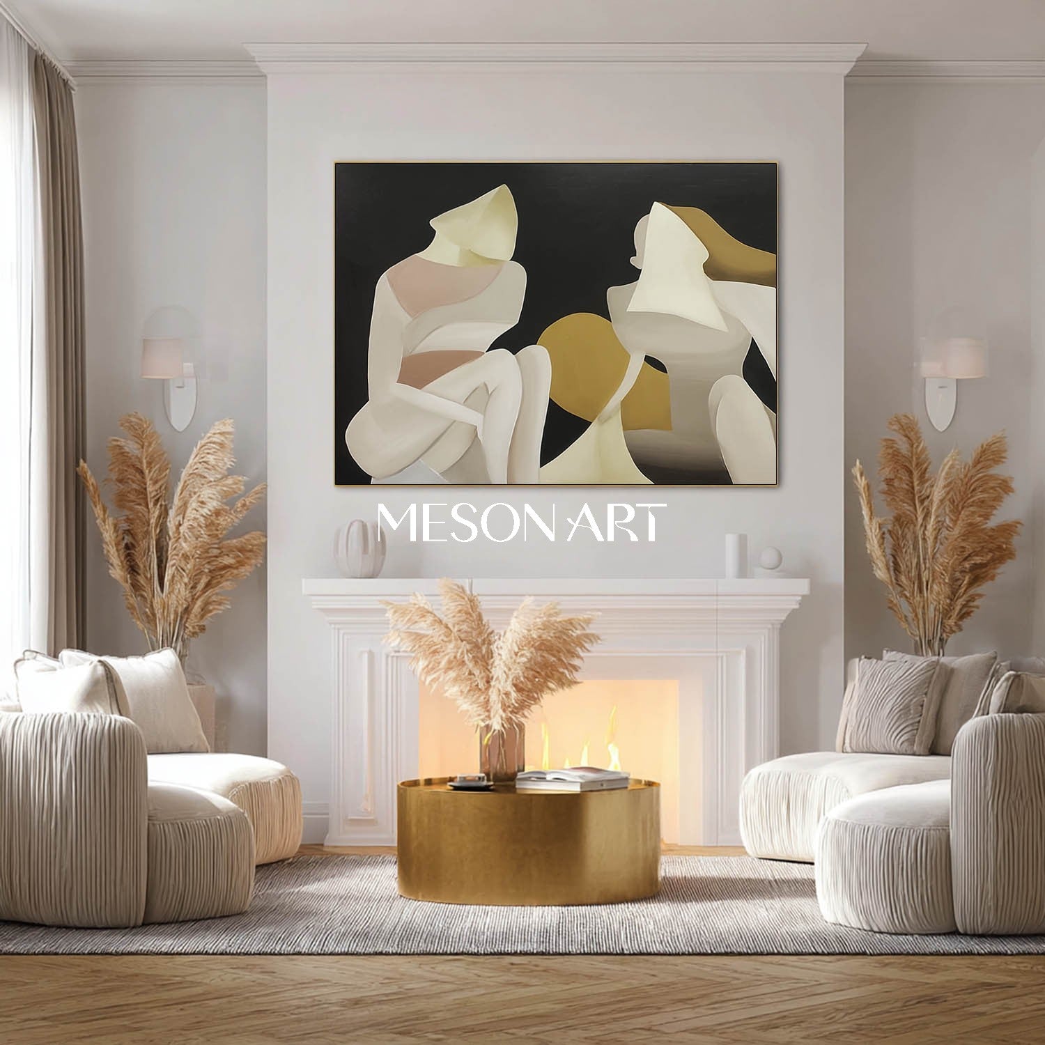 Order Large Minimalist Abstract Oil Painting for Office Wall or Lounge