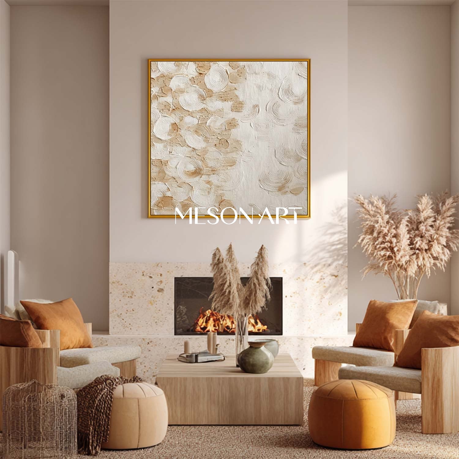 Large Bohemian Canvas Art – Earthy Tones for Living Room Walls