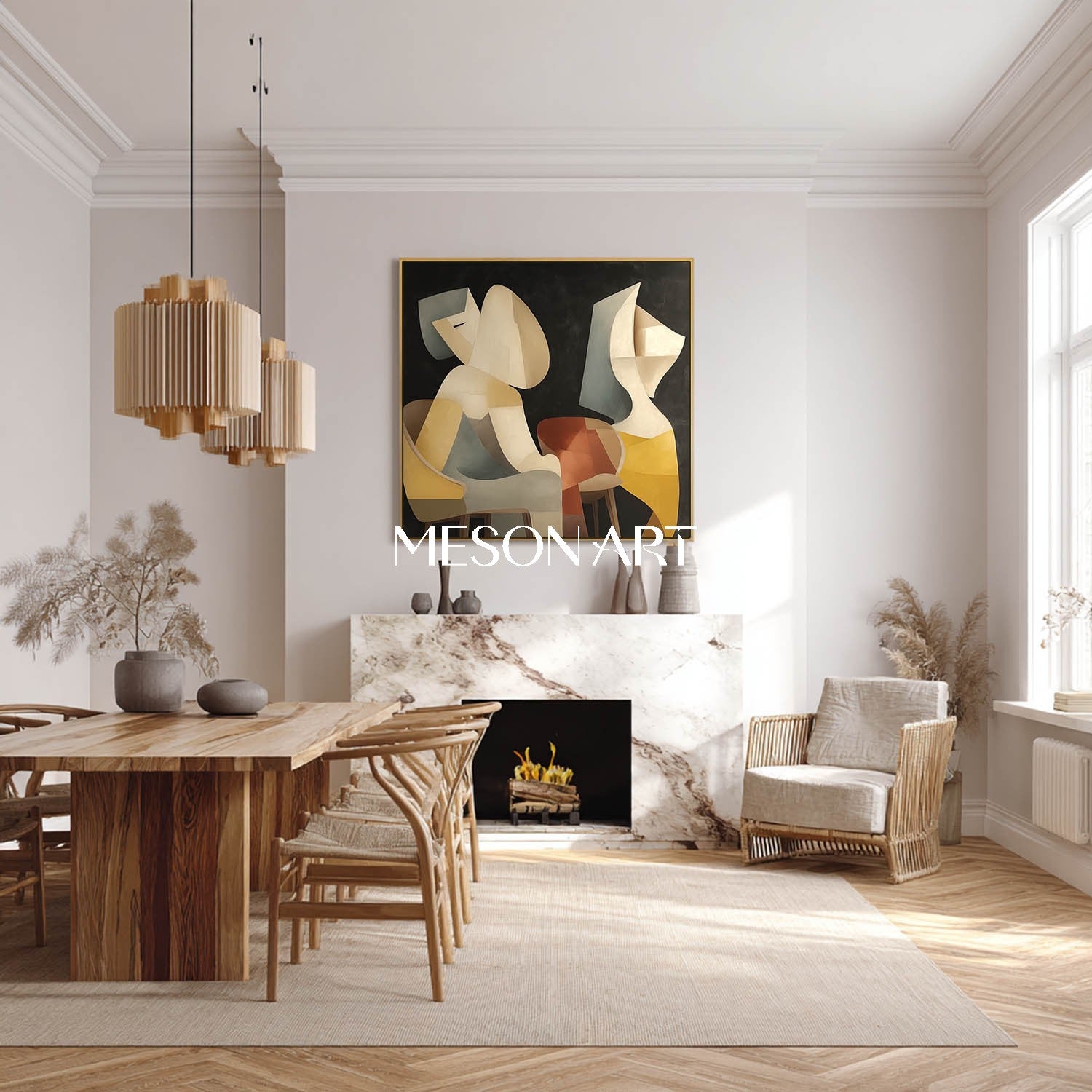 Original Cubism Canvas Modern Abstract Picasso Style Painting Wall Art