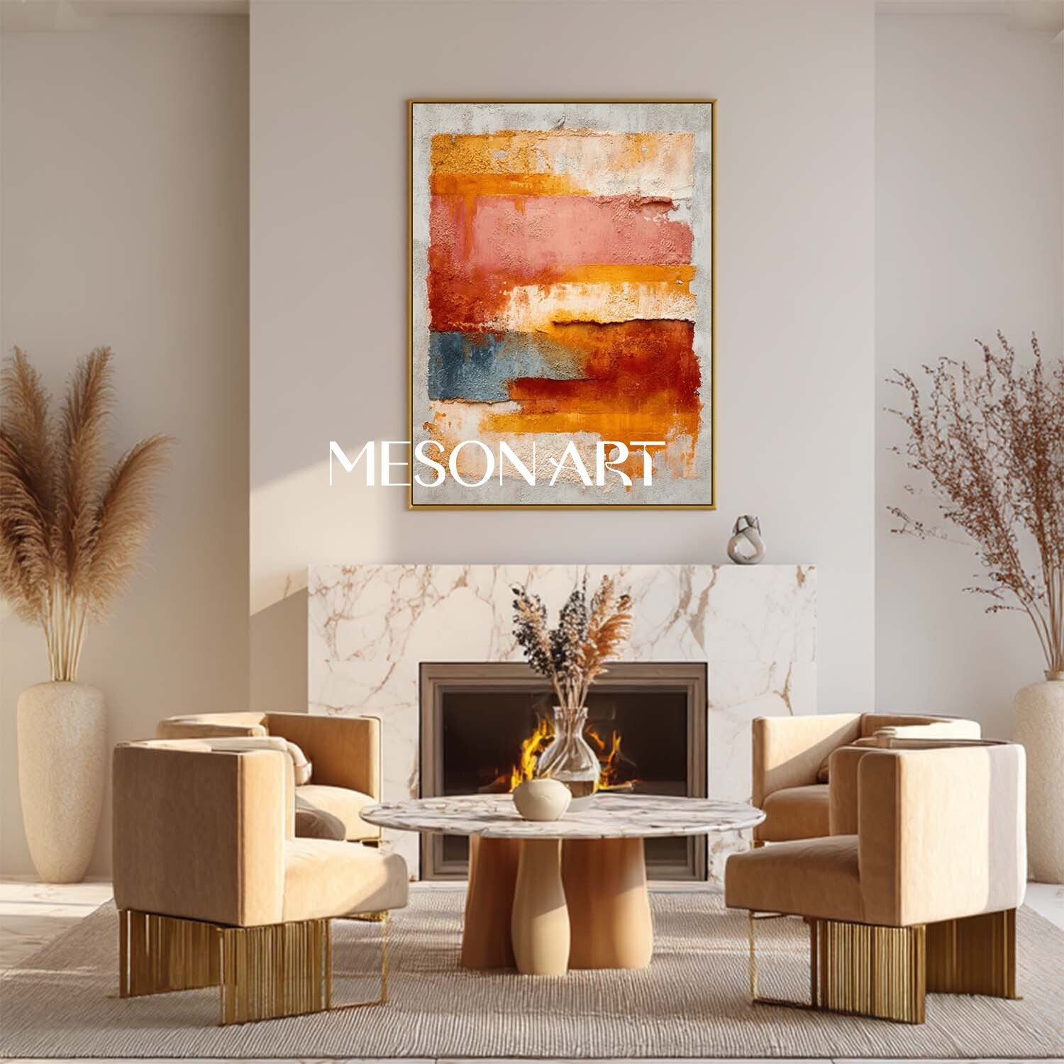 Fall Home Decor Wall Art Oversized Autumn Colors Abstract Painting